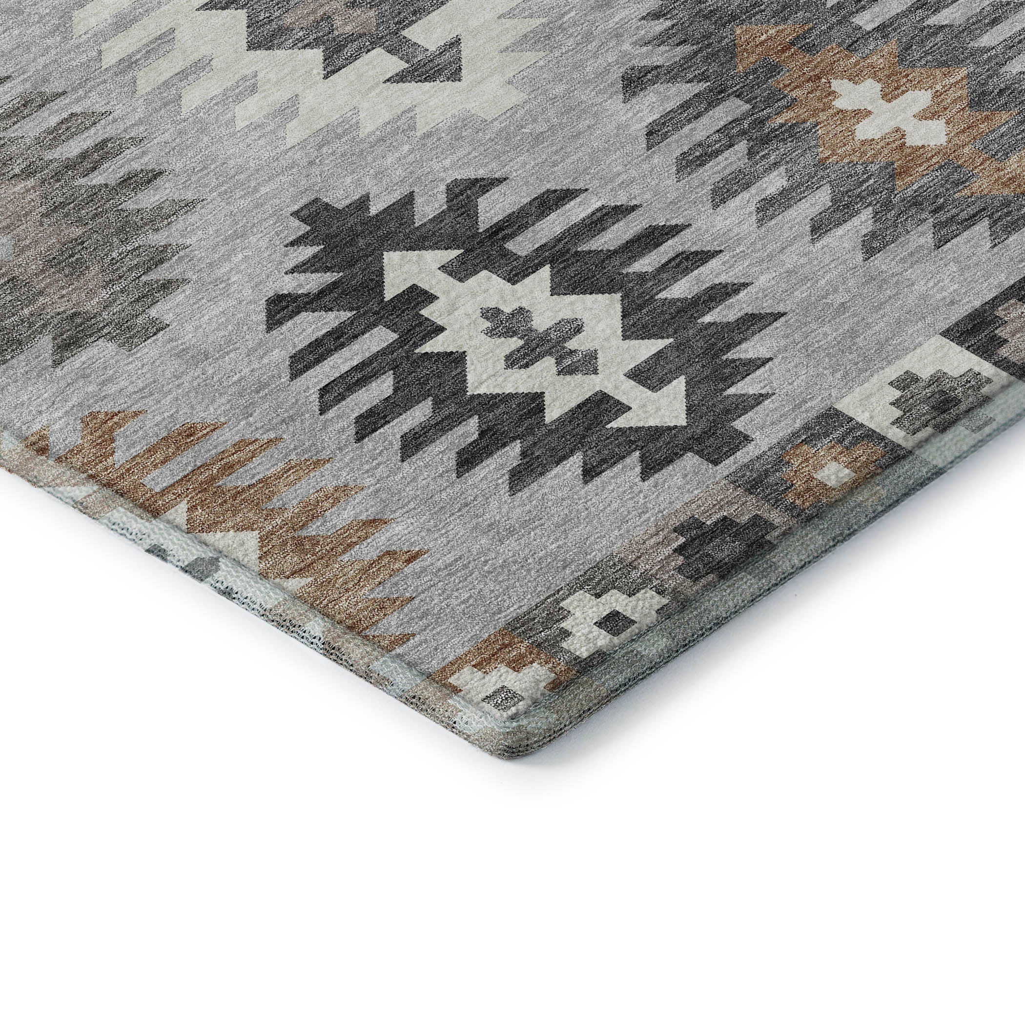 Luang Prabang Machine Washable Transitional Silver Gray Rug 1'8" x 2'6" #shape_Rectangle