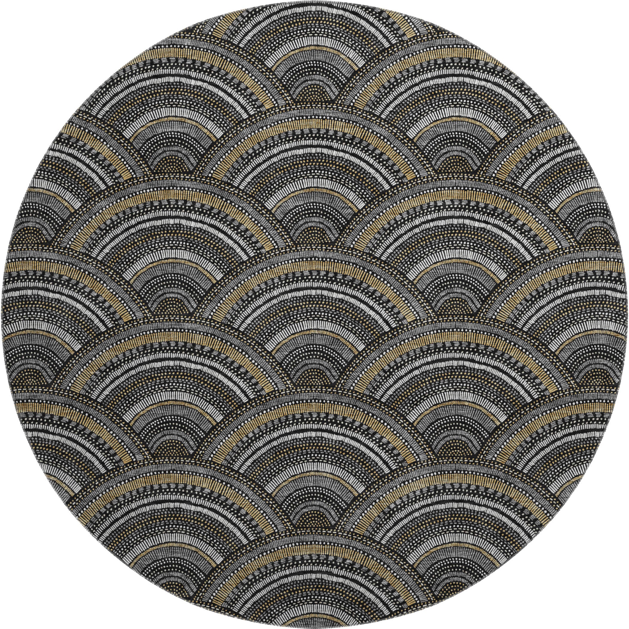 Nairobi Machine Washable Transitional Black Rug 8' x 8' #shape_Round
