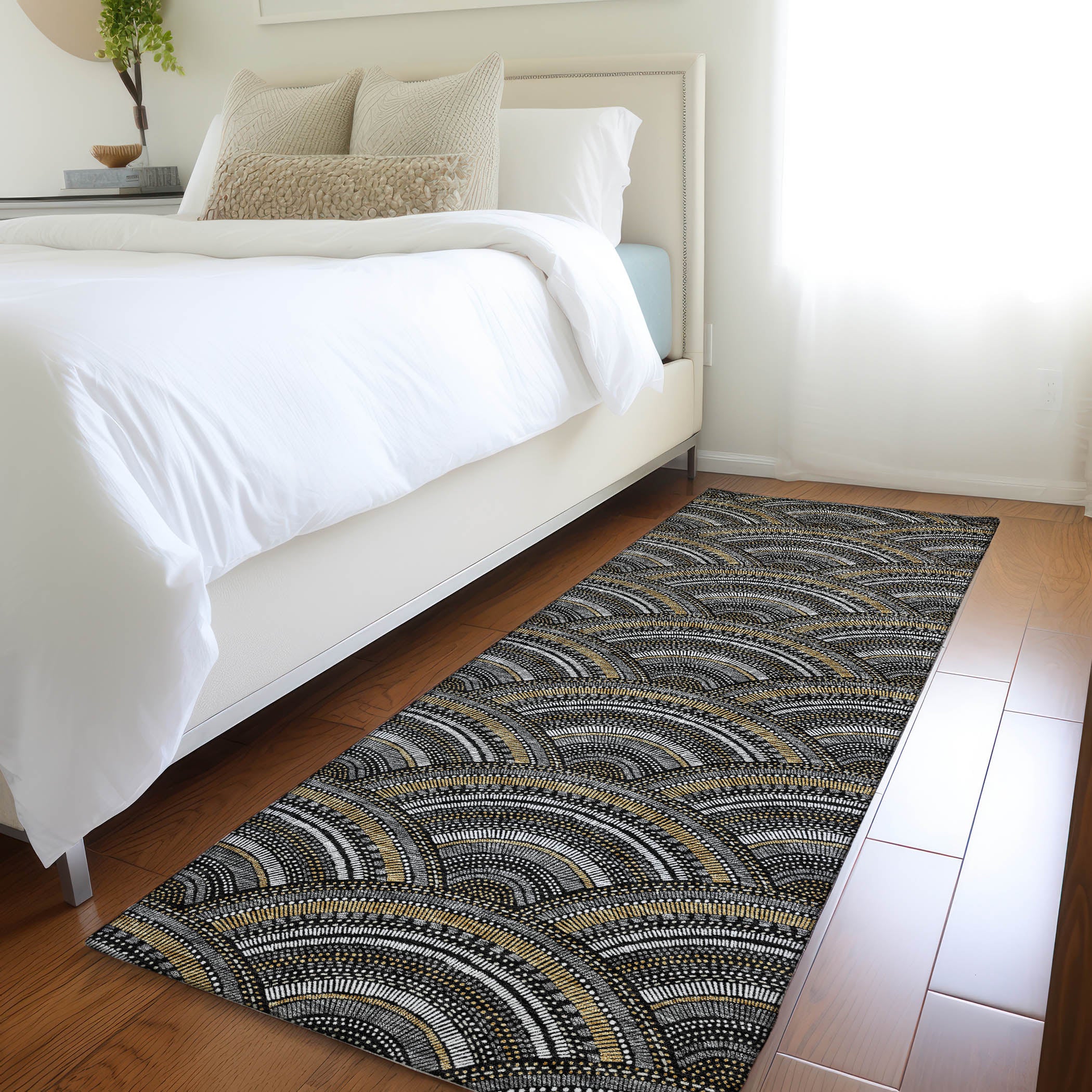 Nairobi Machine Washable Transitional Black Rug 2'3" x 7'6" #shape_Runner