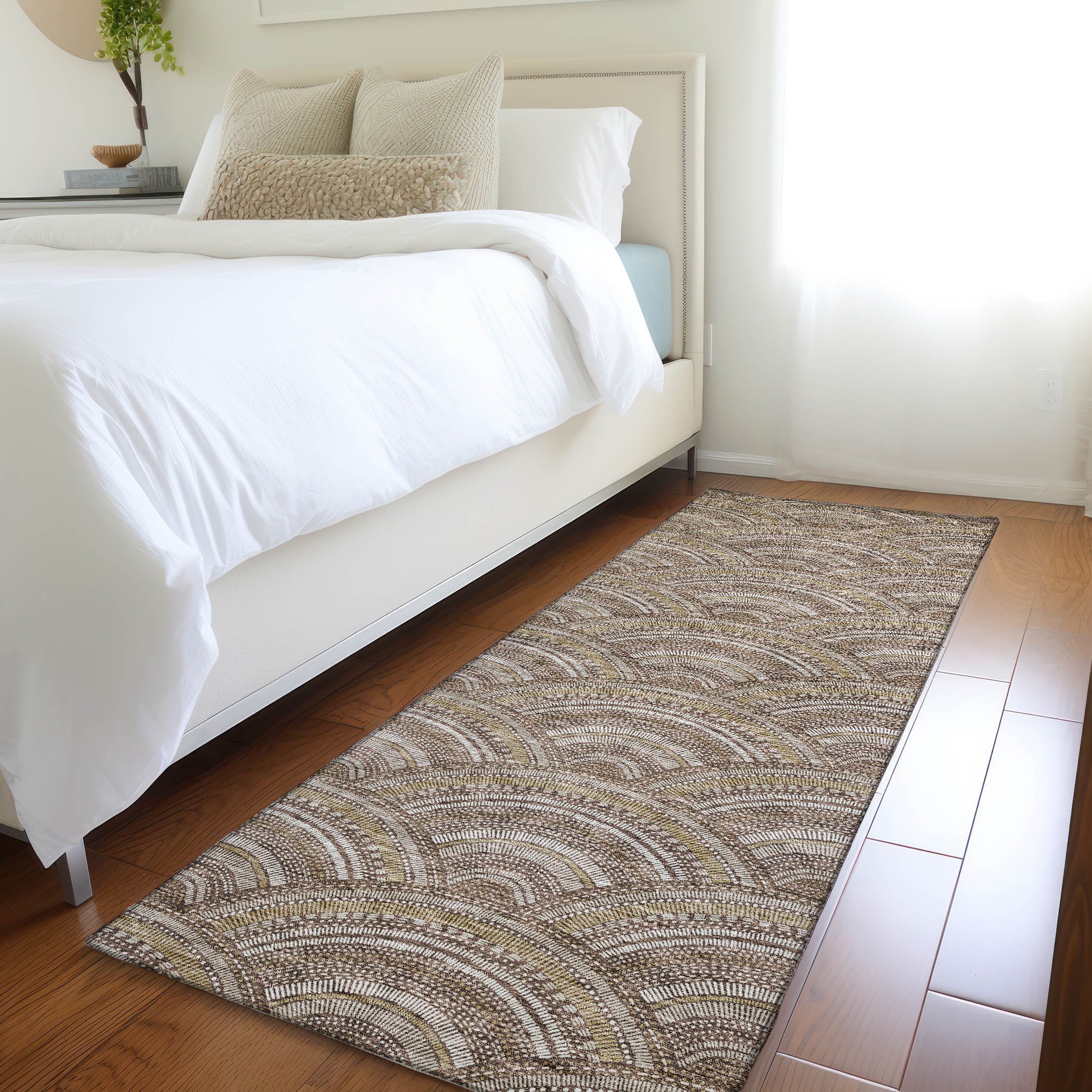 Nairobi Machine Washable Transitional Brown Rug 2'3" x 7'6" #shape_Runner