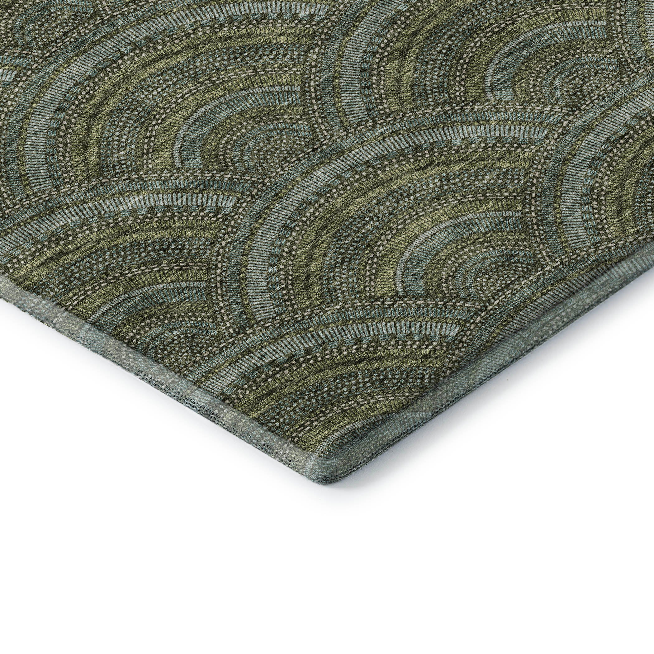 Nairobi Machine Washable Transitional Olive Green Rug 1'8" x 2'6" #shape_Rectangle