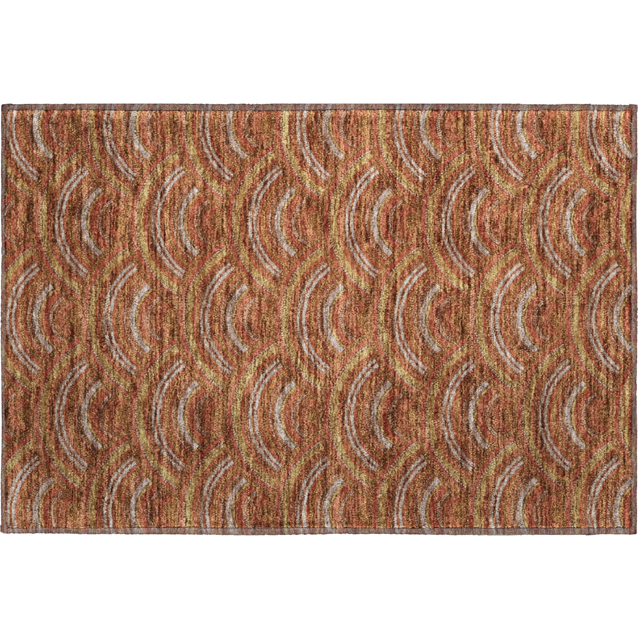 Nairobi Machine Washable Transitional Paprika Orange Rug 1'8" x 2'6" #shape_Rectangle