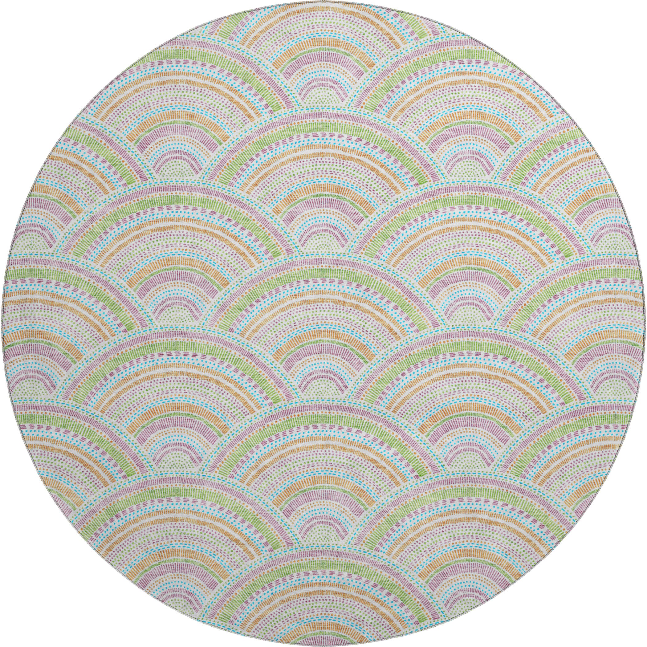Nairobi Machine Washable Transitional Pearl Ivory Rug 8' x 8' #shape_Round