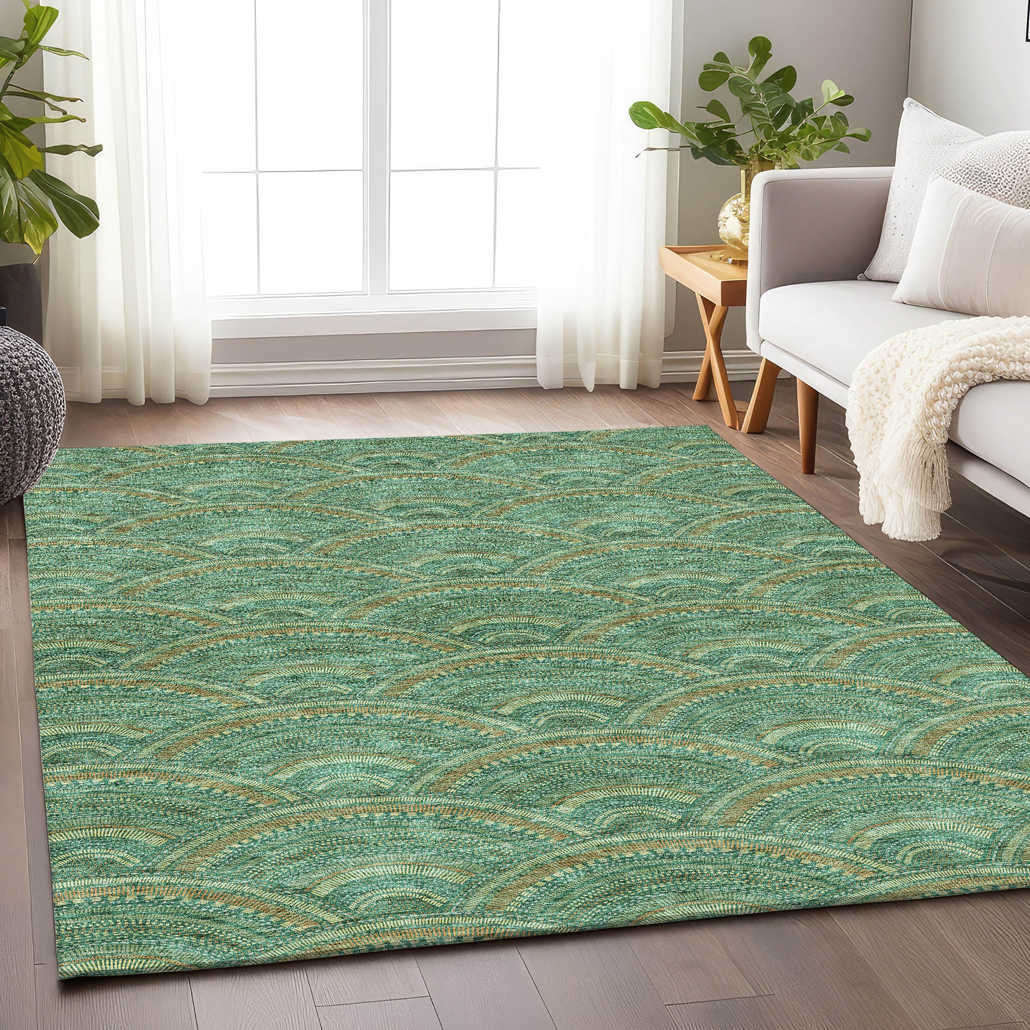 Nairobi Machine Washable Transitional Sage Green Rug 2'6" x 3'10" #shape_Rectangle