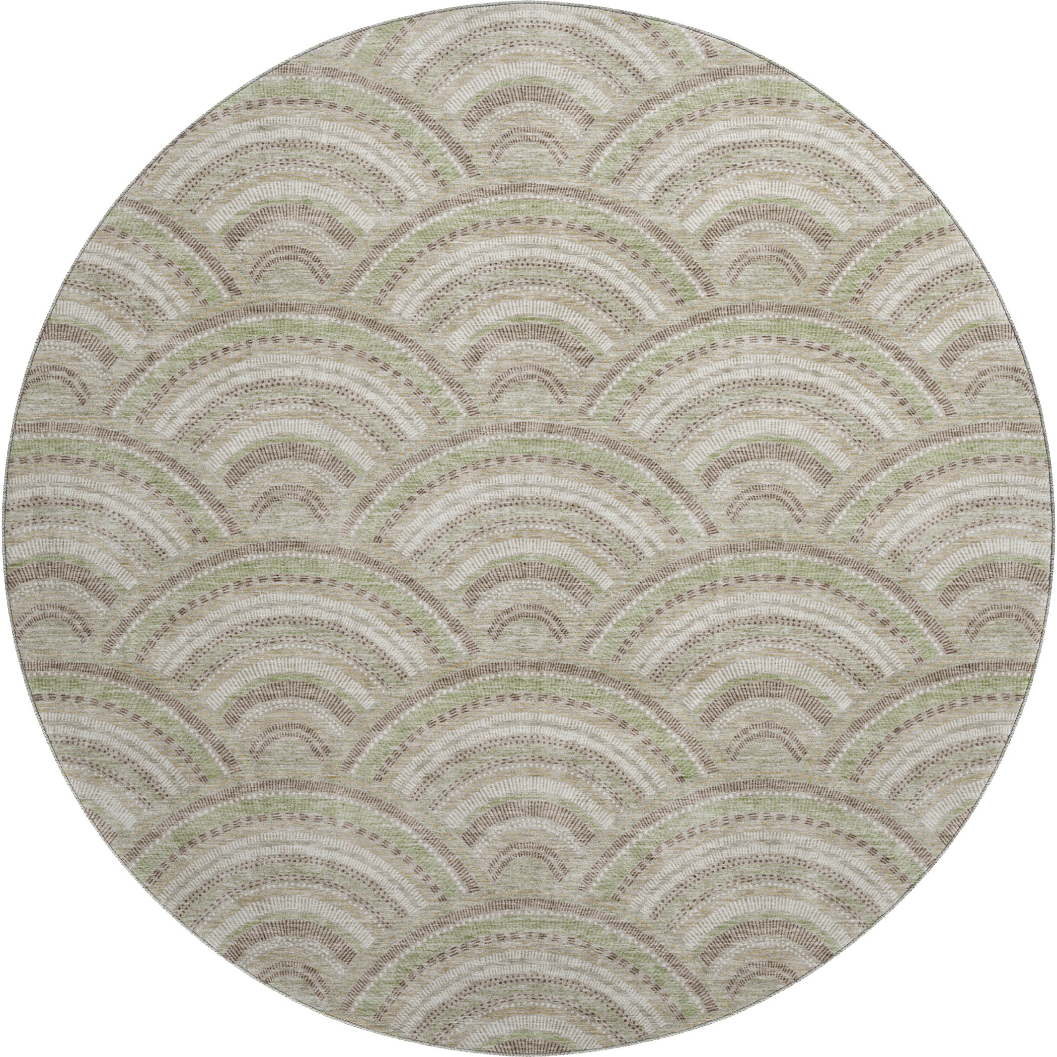 Nairobi Machine Washable Transitional Taupe Brown Rug 8' x 8' #shape_Round