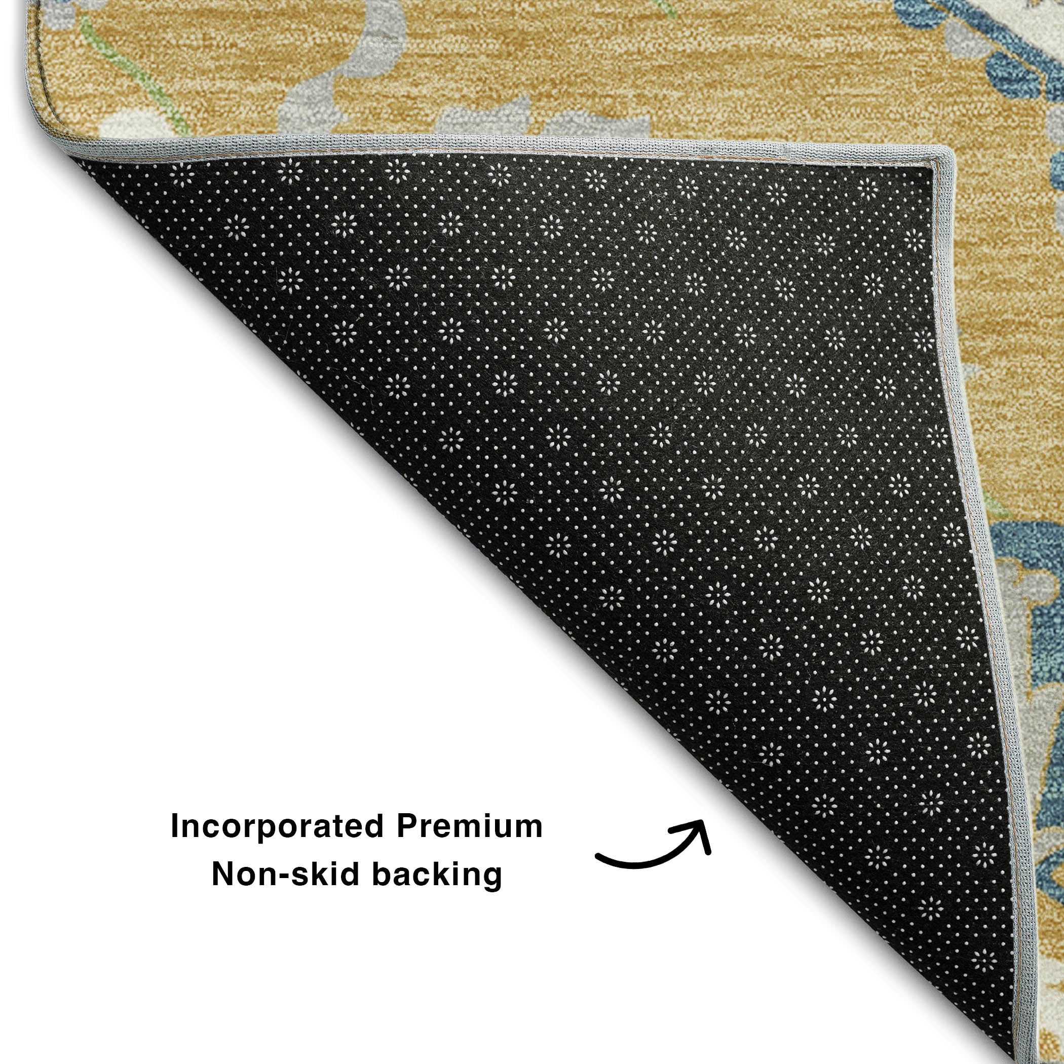Oslo Machine Washable Traditional Gold Rug 1'8" x 2'6" #shape_Rectangle