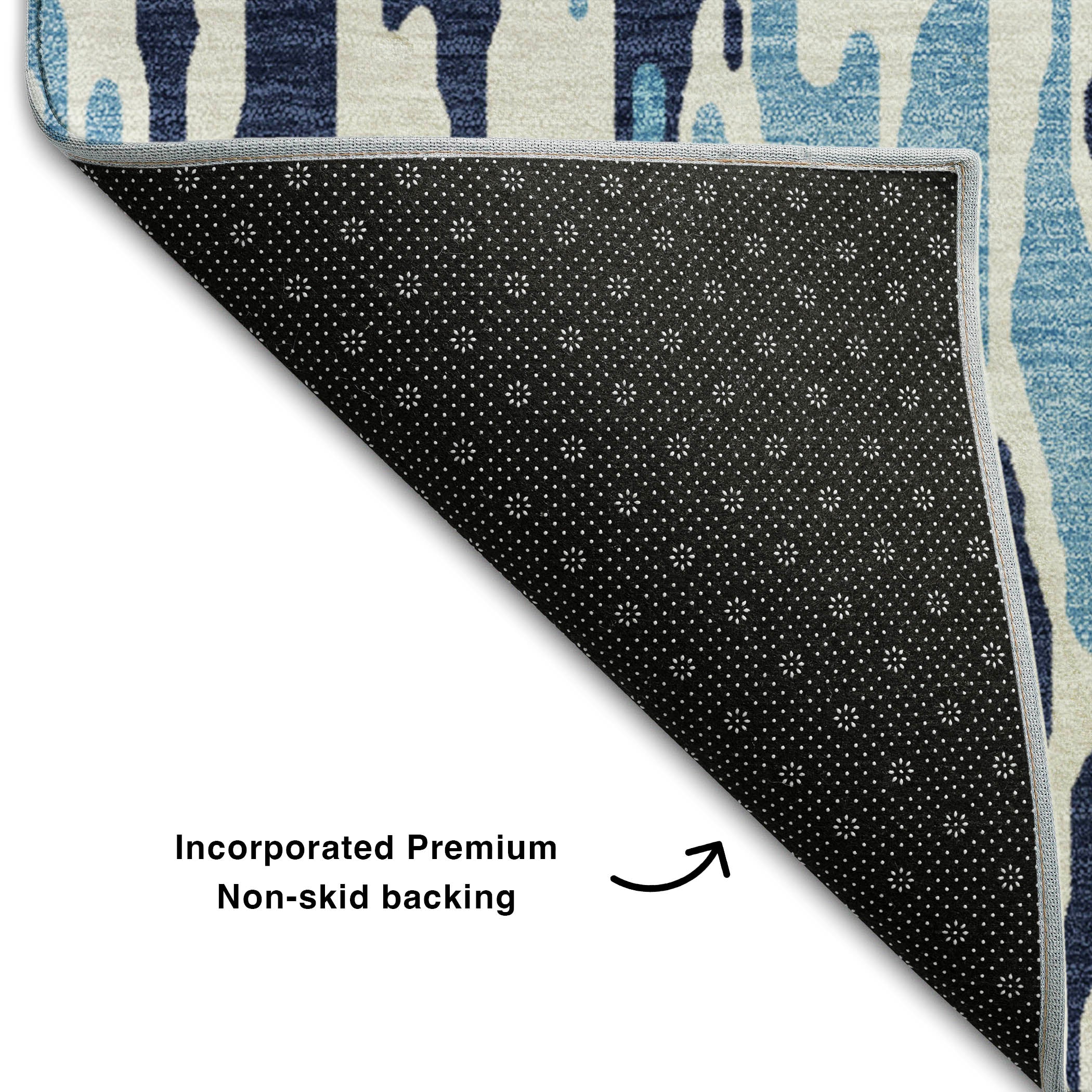 Luang Prabang Machine Washable Transitional Blue Rug 1'8" x 2'6" #shape_Rectangle