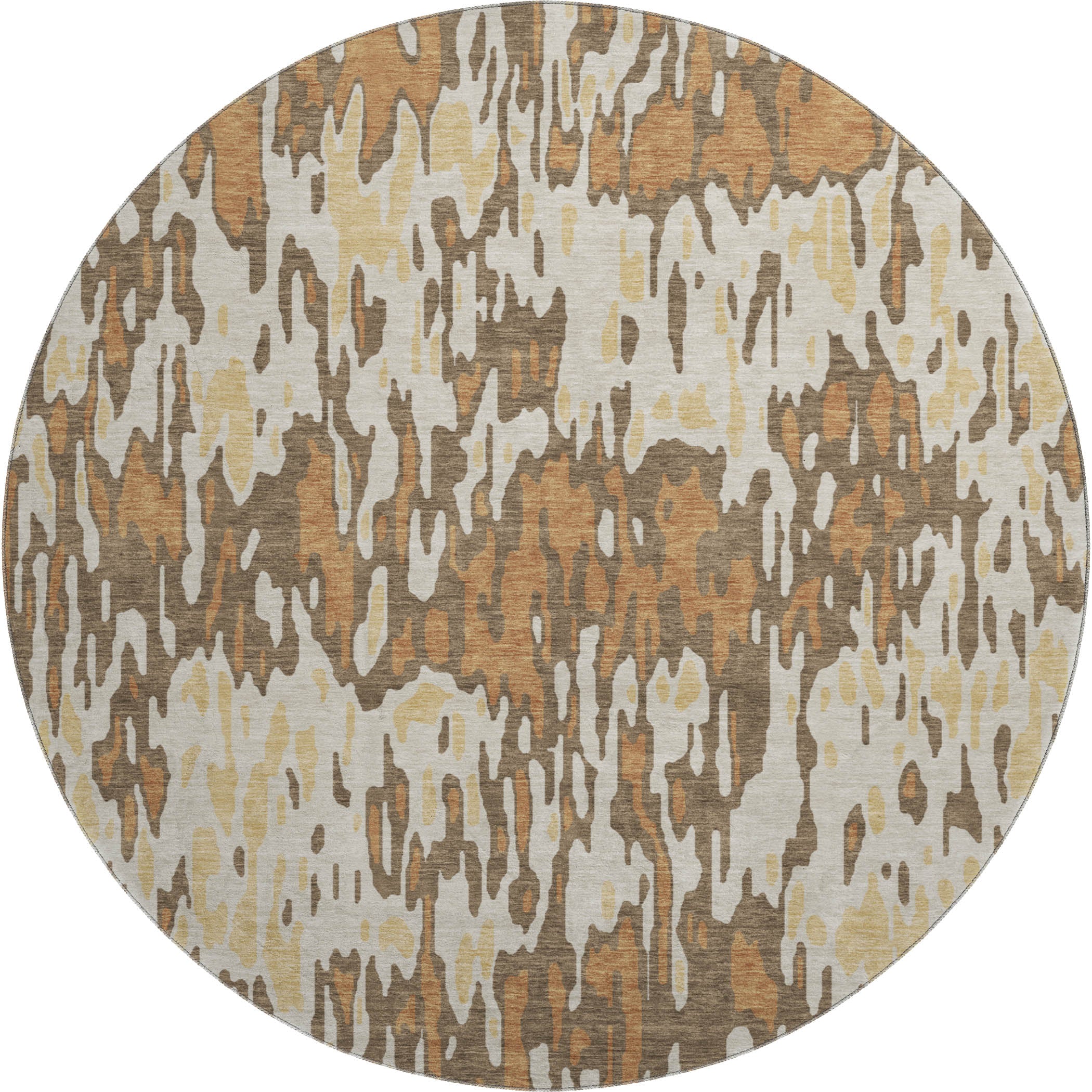 Luang Prabang Machine Washable Transitional Copper Orange Rug 8' x 8' #shape_Round