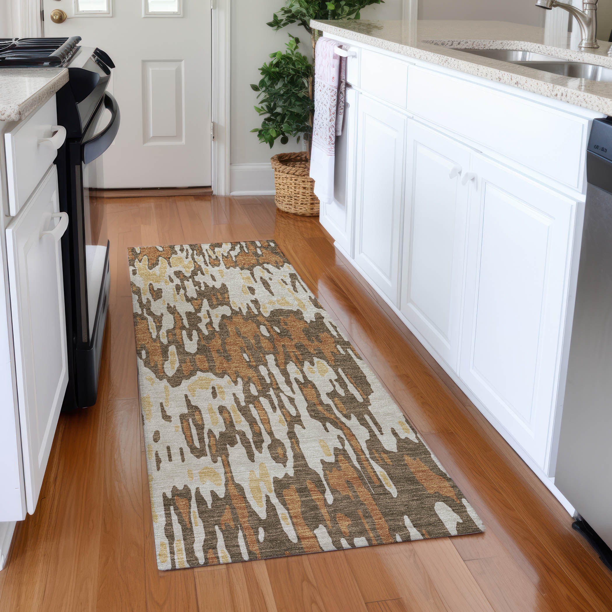 Luang Prabang Machine Washable Transitional Copper Orange Rug 2'3" x 7'6" #shape_Runner