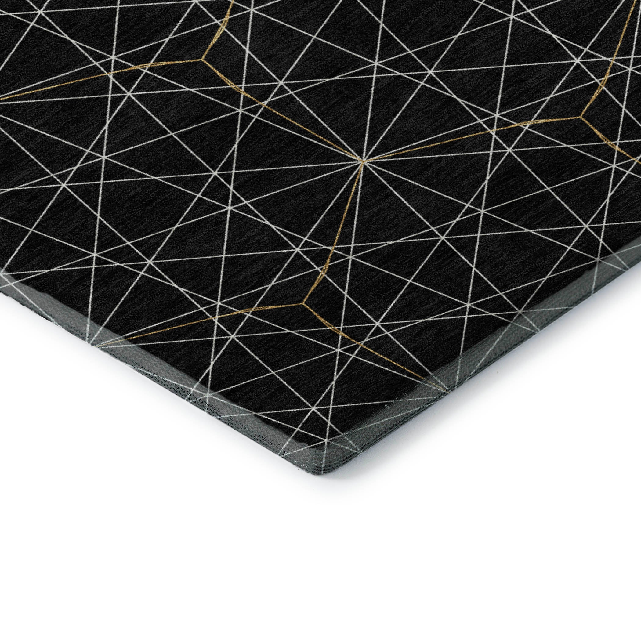 Prague Machine Washable Transitional Black Rug 1'8" x 2'6" #shape_Rectangle