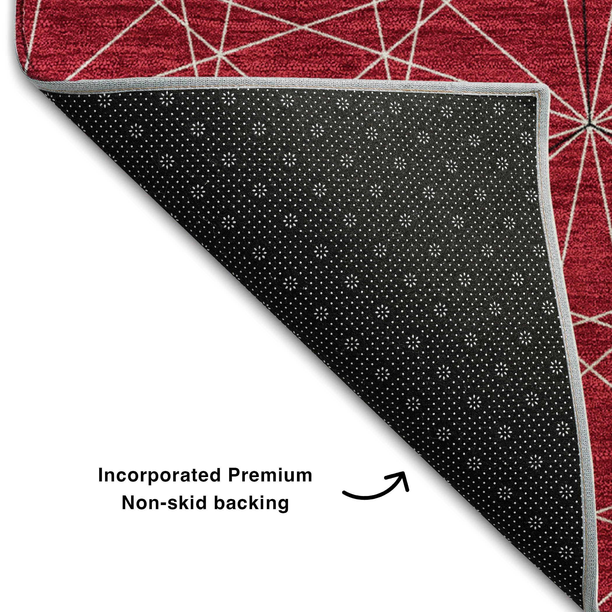Prague Machine Washable Transitional Red Rug 1'8" x 2'6" #shape_Rectangle