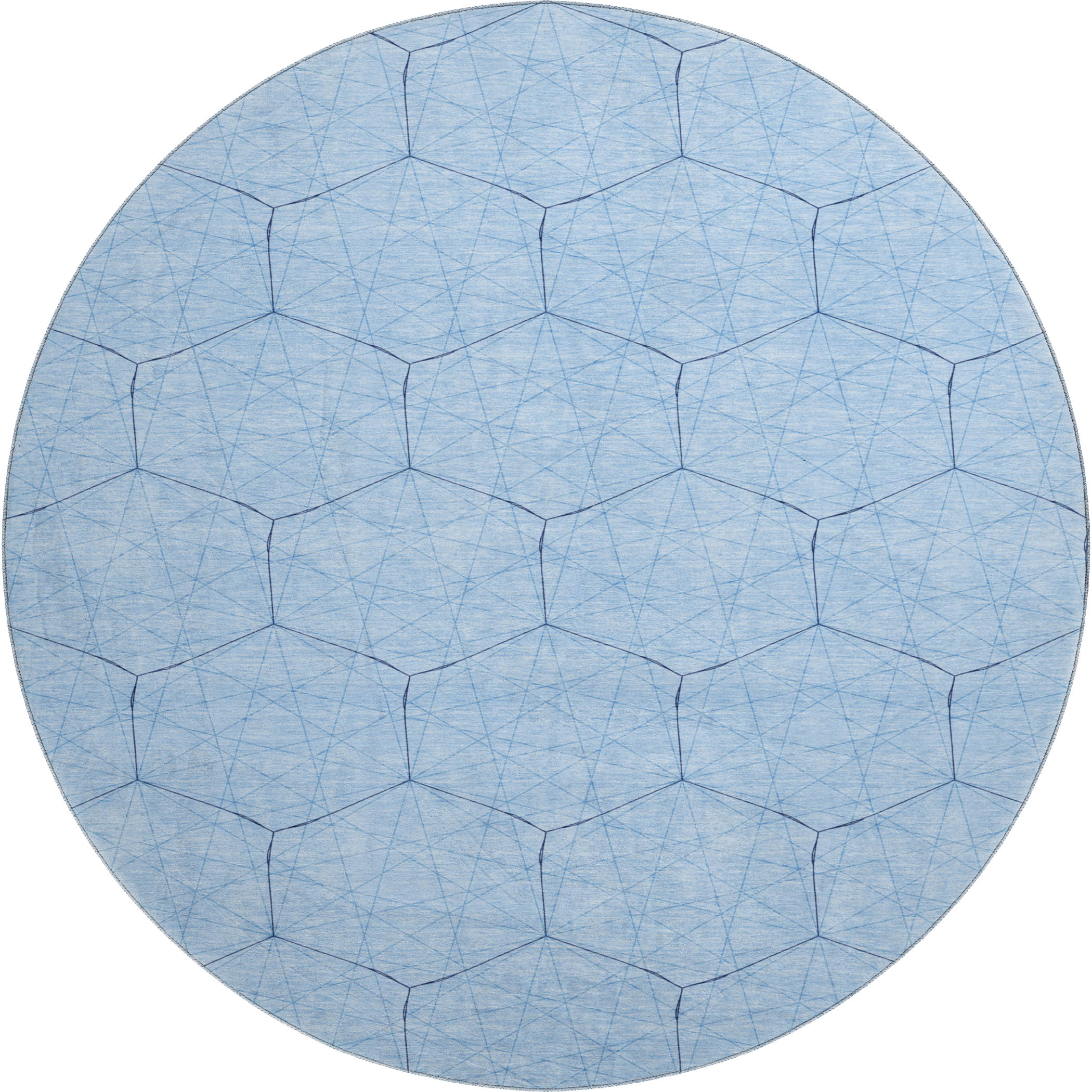 Prague Machine Washable Transitional Sky Blue Rug 8' x 8' #shape_Round