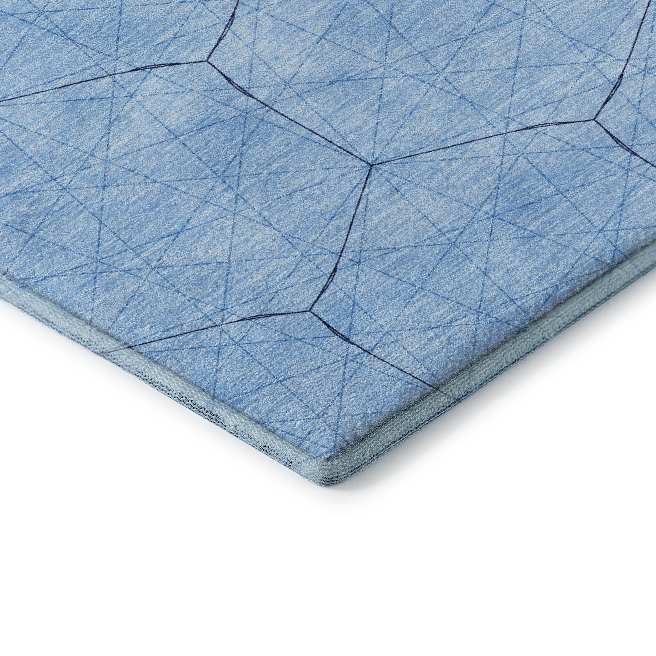 Prague Machine Washable Transitional Sky Blue Rug 1'8" x 2'6" #shape_Rectangle