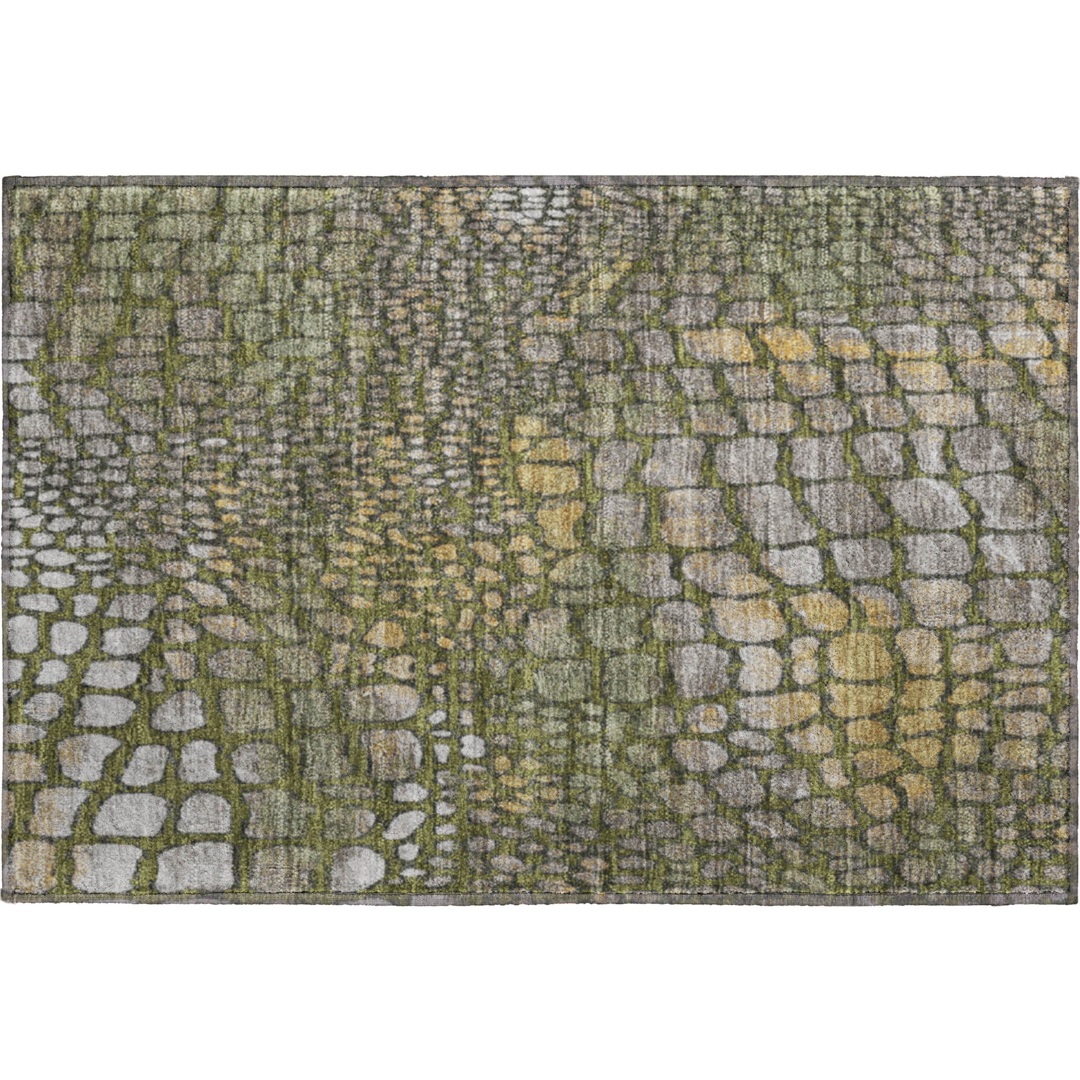 Sintra Machine Washable Transitional Olive Green Rug 1'8" x 2'6" #shape_Rectangle