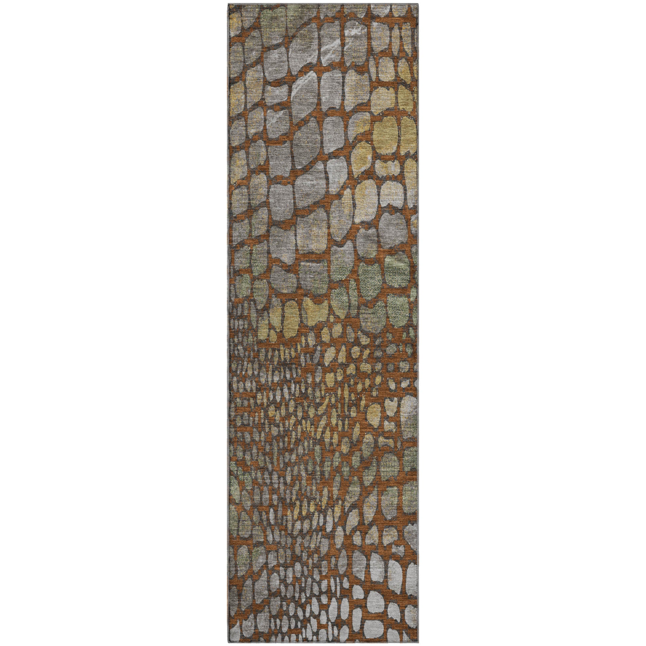 Sintra Machine Washable Transitional Paprika Orange Rug 2'3" x 7'6" #shape_Runner