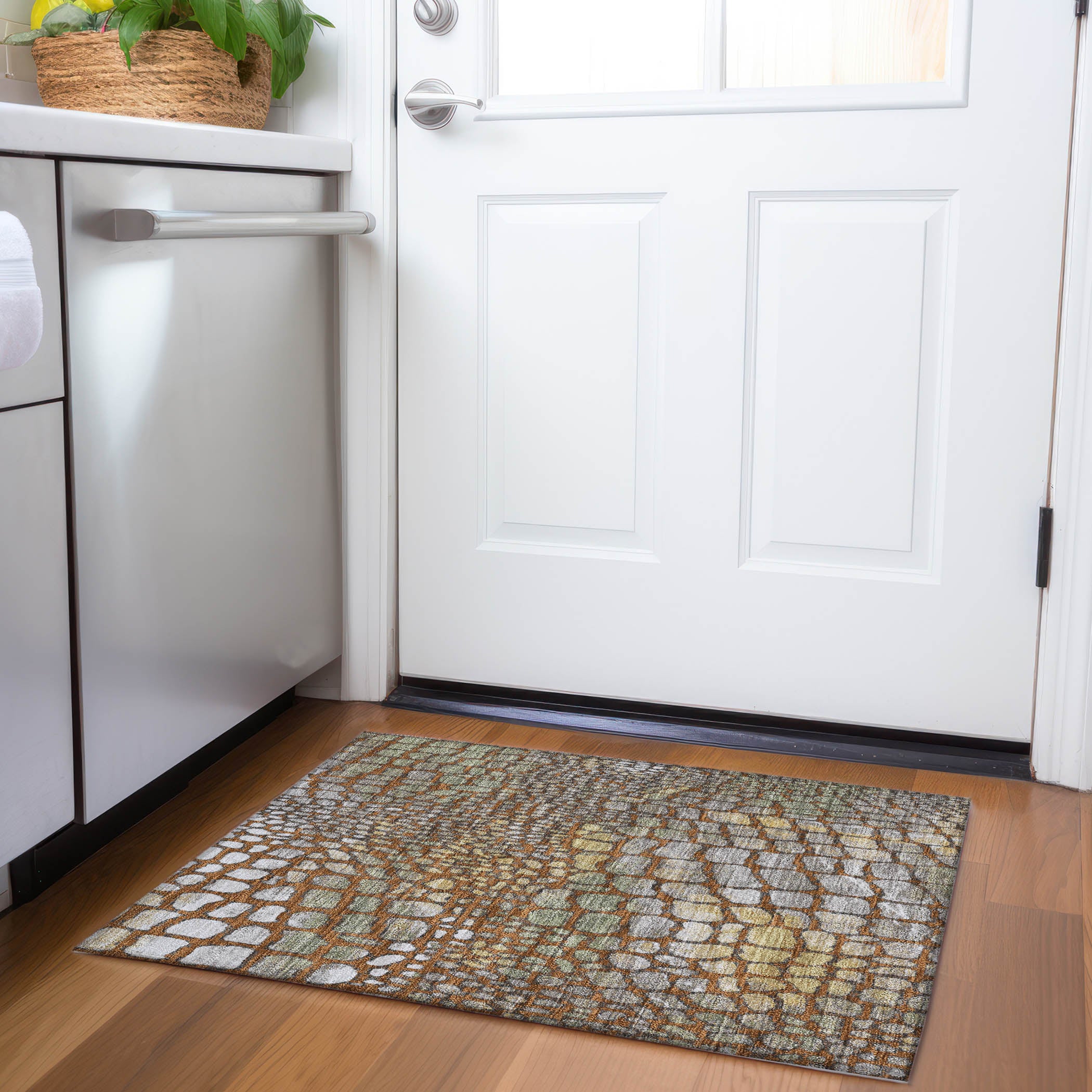 Sintra Machine Washable Transitional Paprika Orange Rug 1'8" x 2'6" #shape_Rectangle