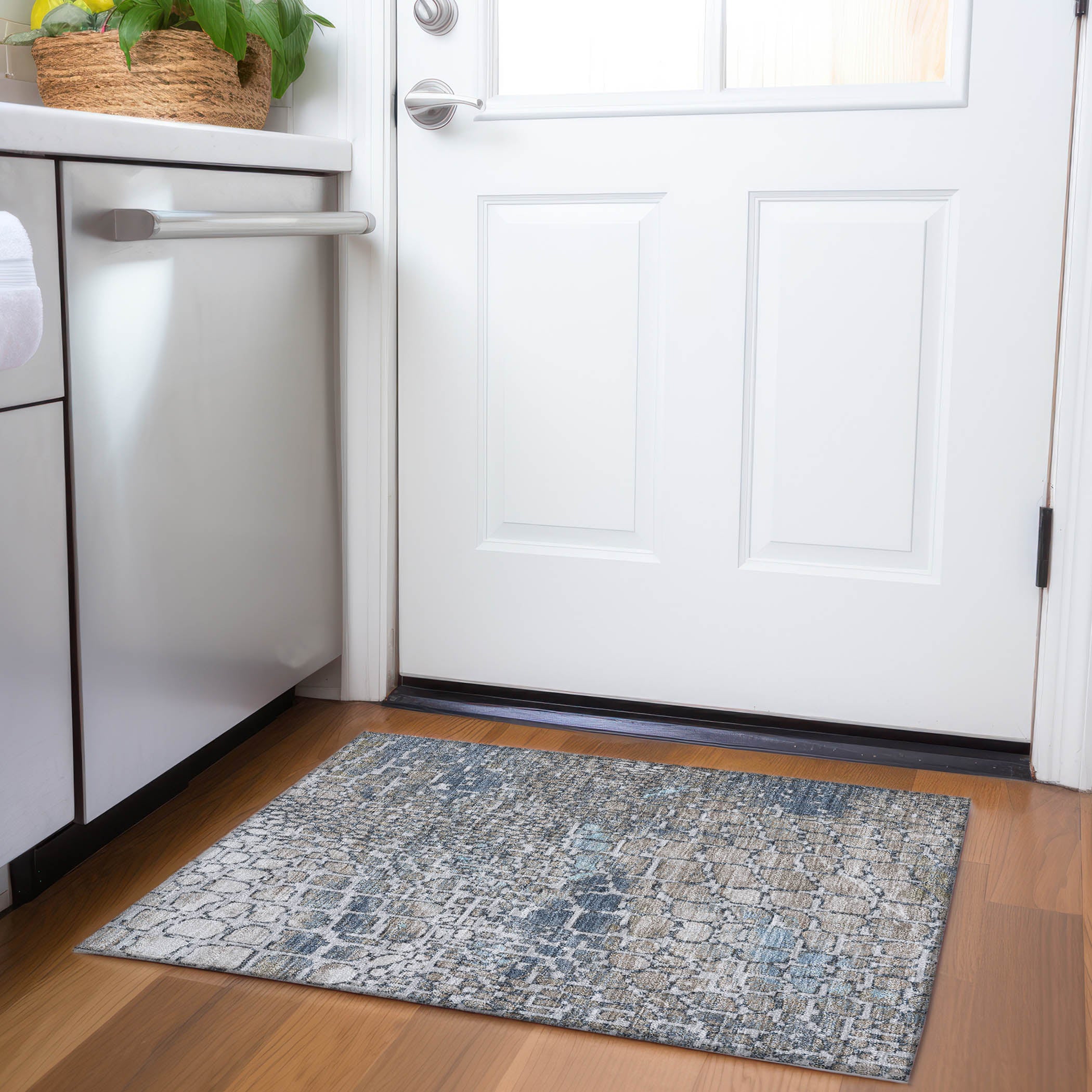 Sintra Machine Washable Transitional Silver Gray Rug 1'8" x 2'6" #shape_Rectangle