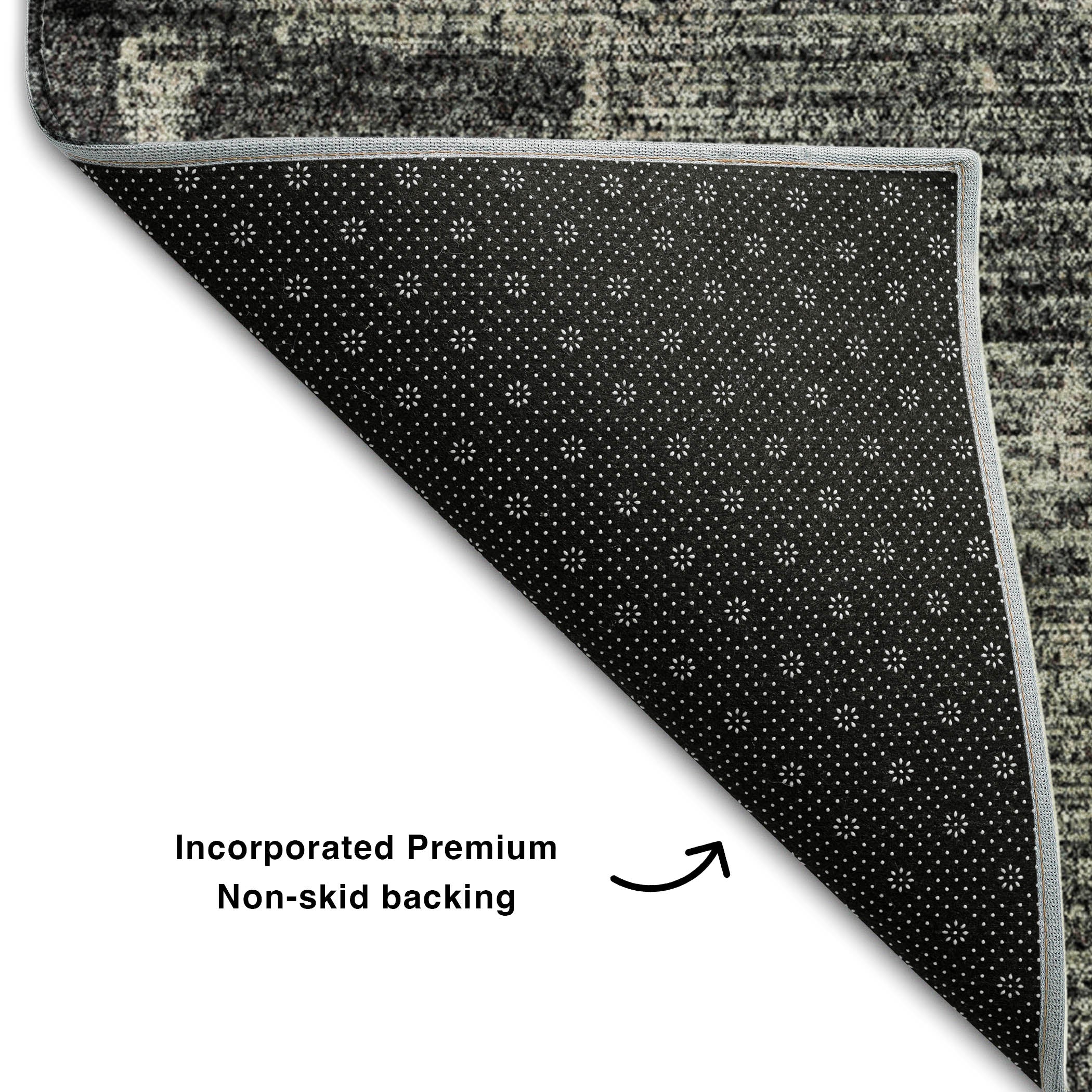 Antigua Machine Washable Transitional Black Rug 1'8" x 2'6" #shape_Rectangle