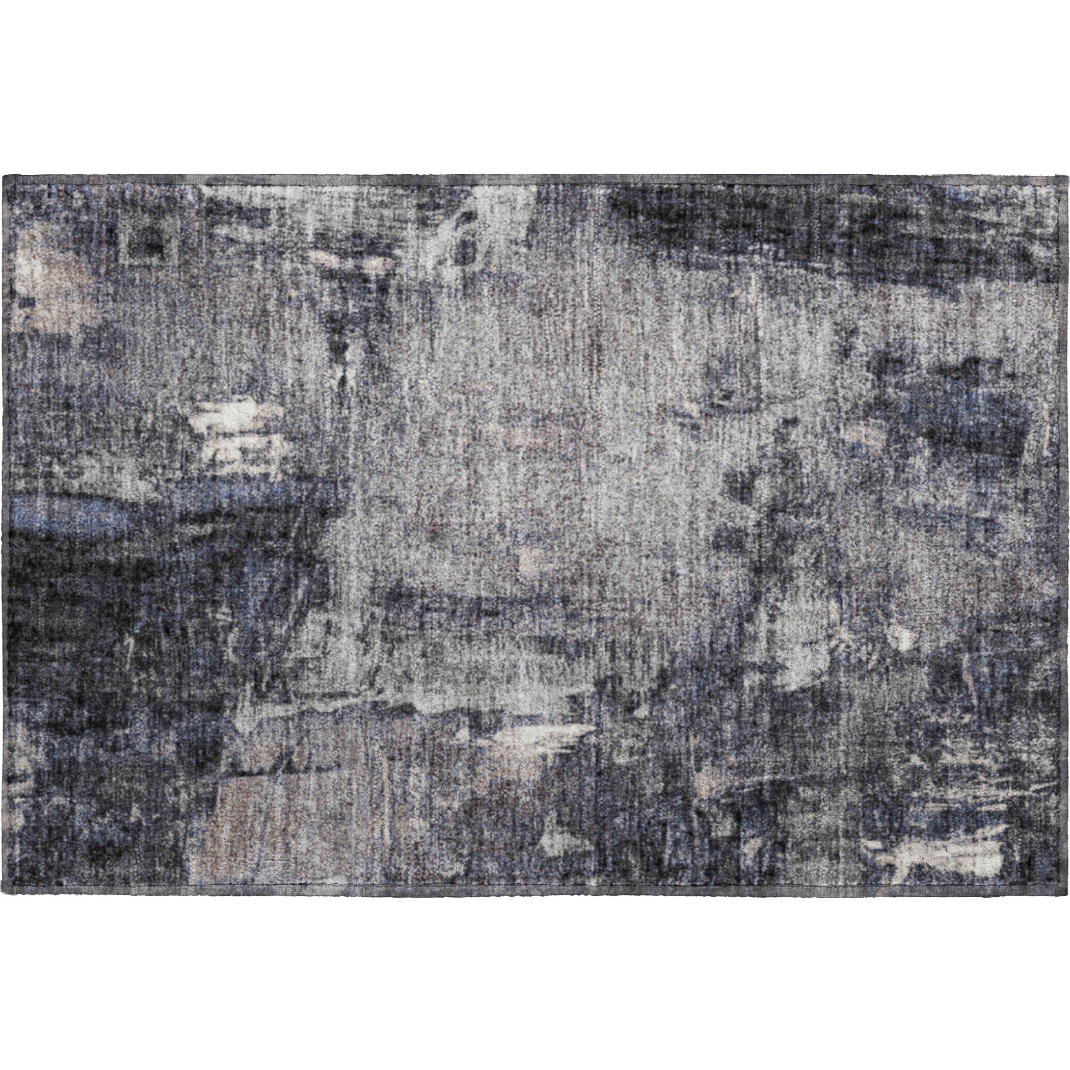 Antigua Machine Washable Transitional Charcoal Gray Rug 1'8" x 2'6" #shape_Rectangle