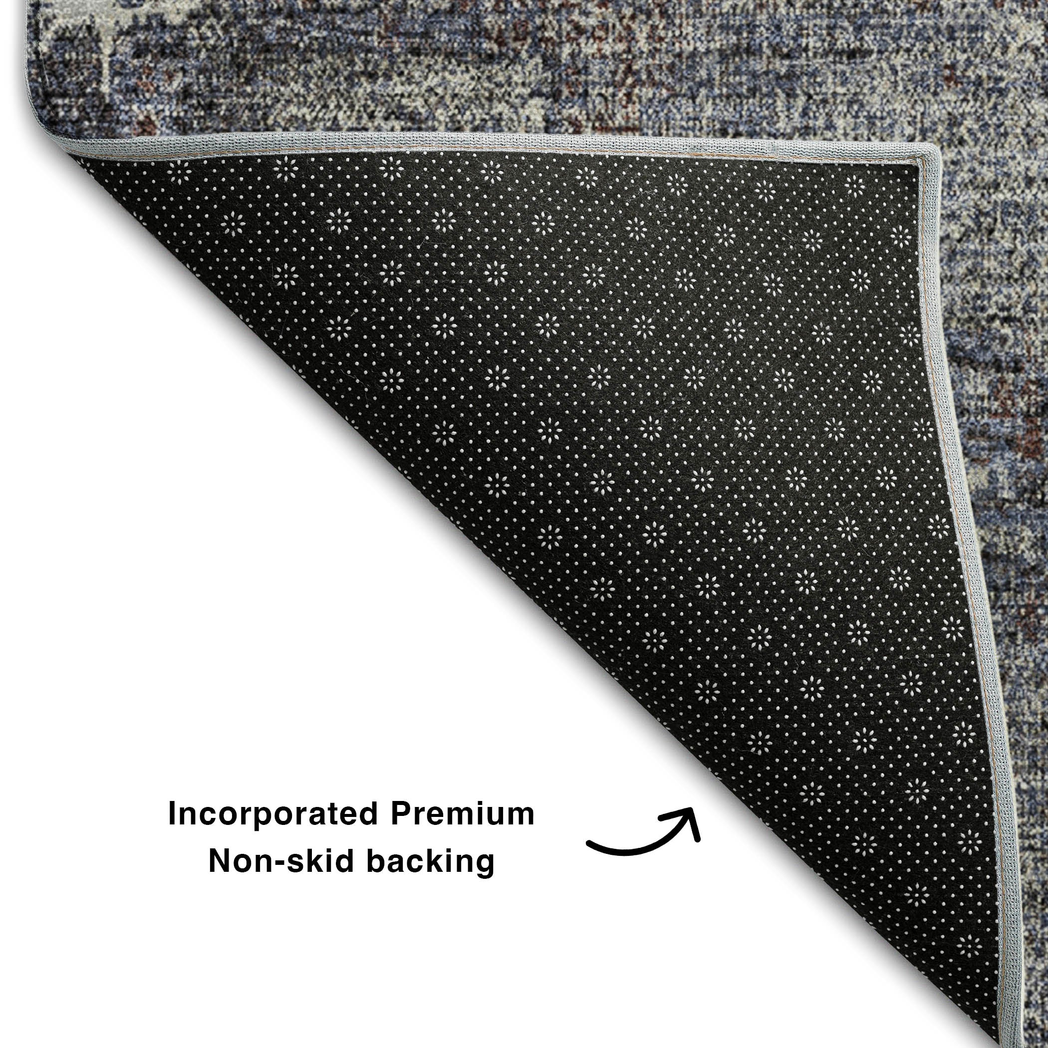Antigua Machine Washable Transitional Charcoal Gray Rug 1'8" x 2'6" #shape_Rectangle