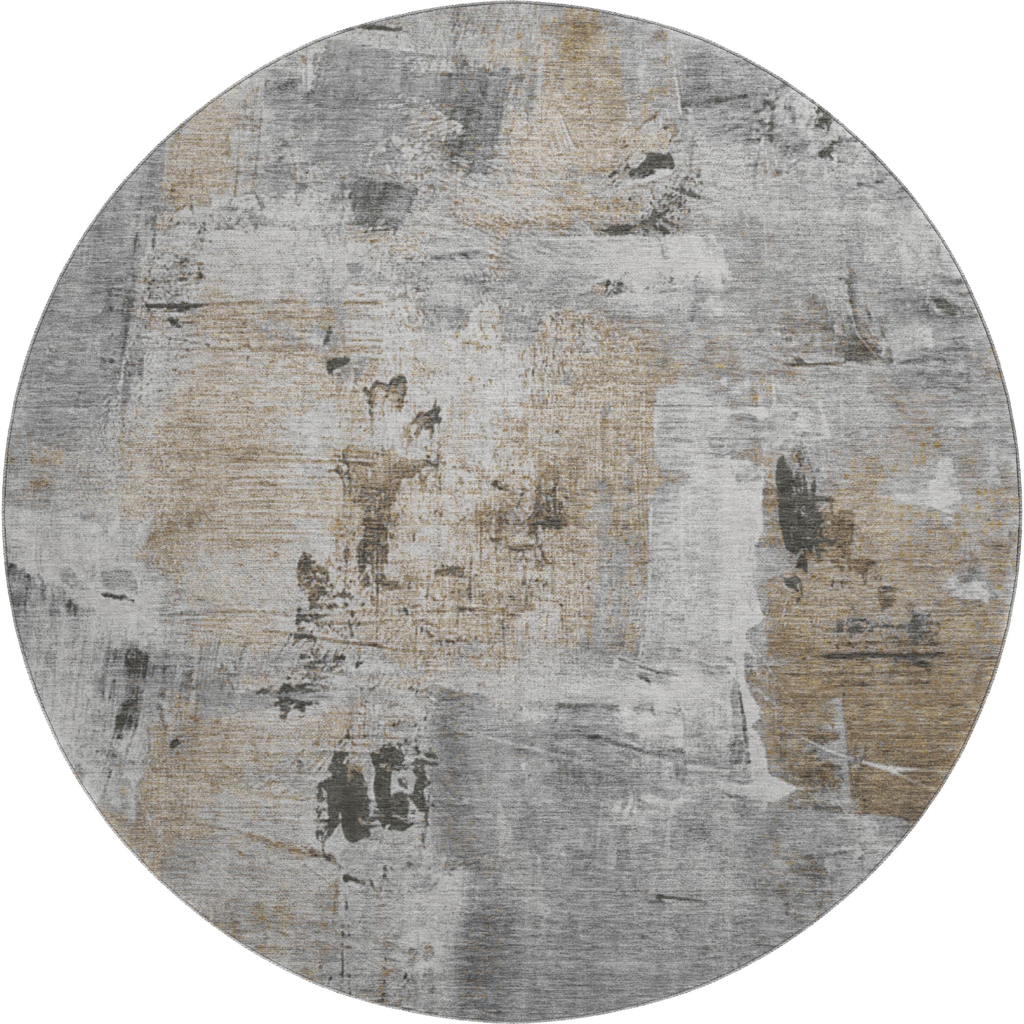 Antigua Machine Washable Transitional Gray Rug 8' x 8' #shape_Round
