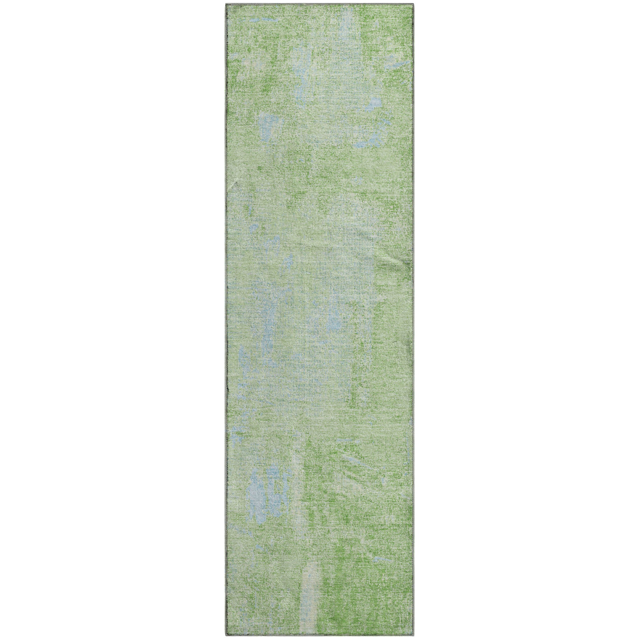 Antigua Machine Washable Transitional Green Rug 2'3" x 7'6" #shape_Runner