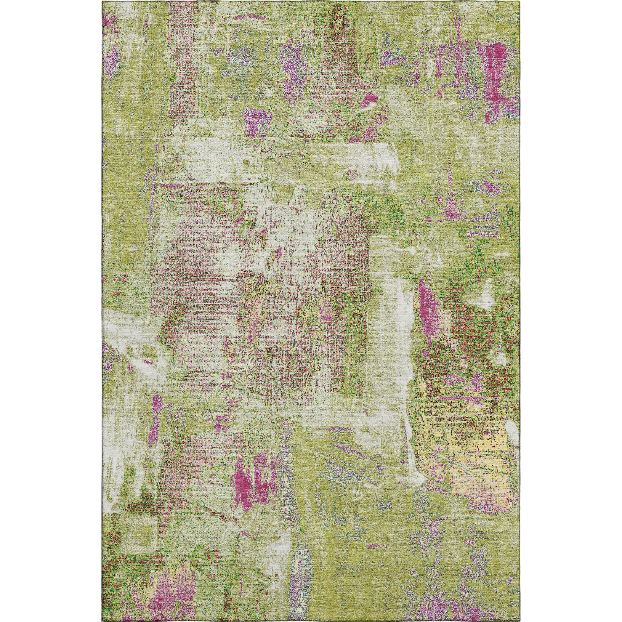 Antigua Machine Washable Transitional Lime Green Rug 2'6" x 3'10" #shape_Rectangle