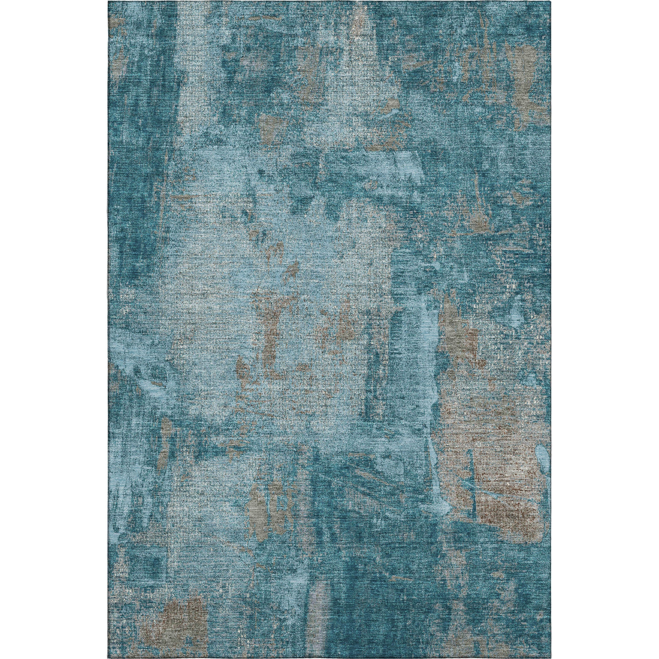 Antigua Machine Washable Transitional Teal Rug 2'6" x 3'10" #shape_Rectangle