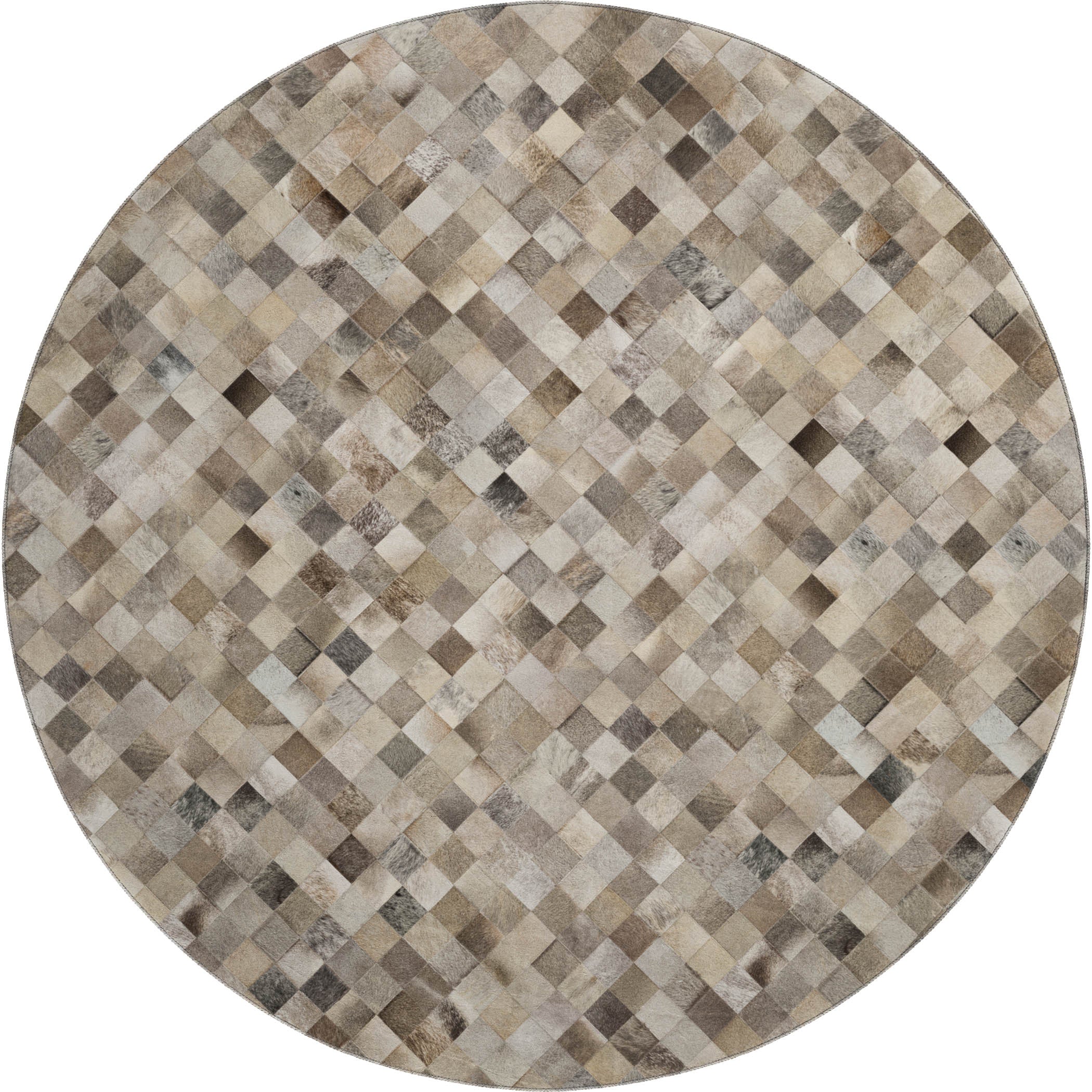 Nairobi Machine Washable Cowhide Gray Rug 8' x 8' #shape_Round