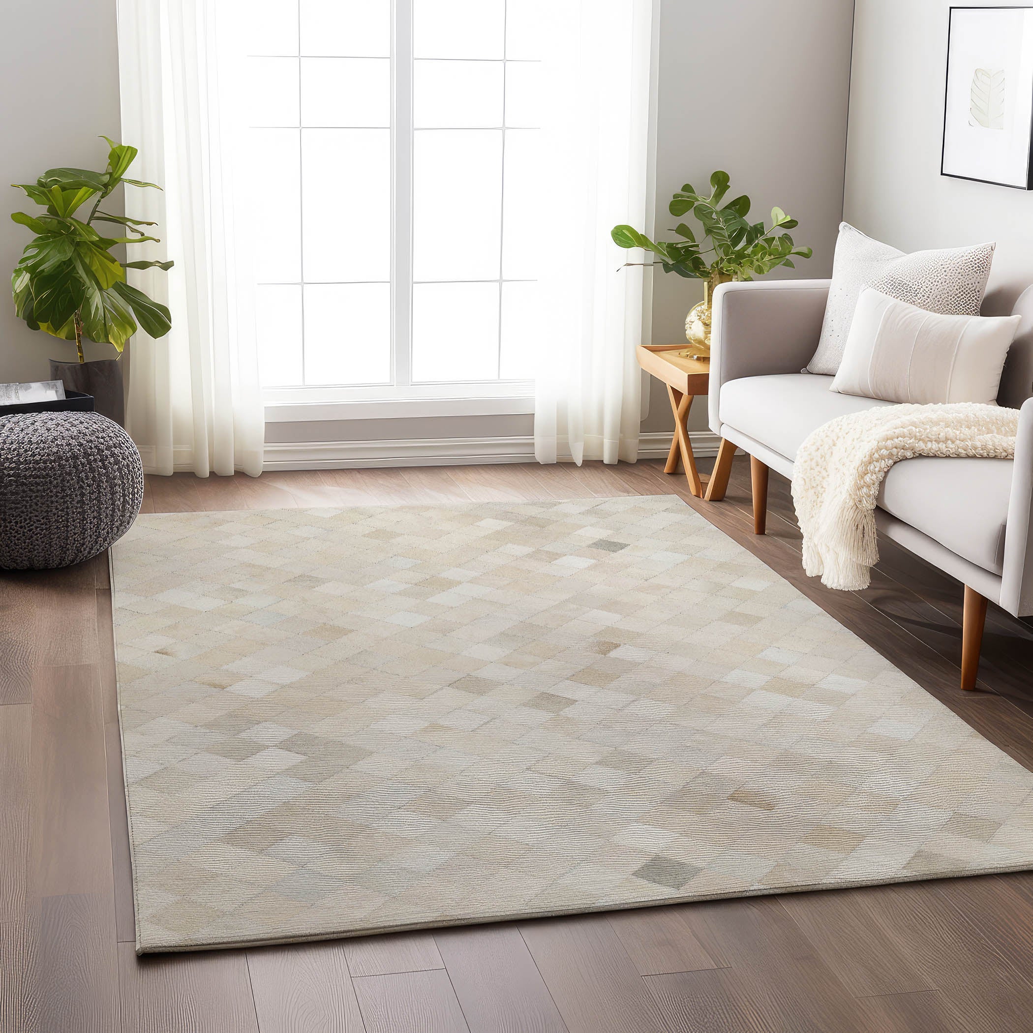 Nairobi Machine Washable Cowhide Ivory Rug 2'6" x 3'10" #shape_Rectangle