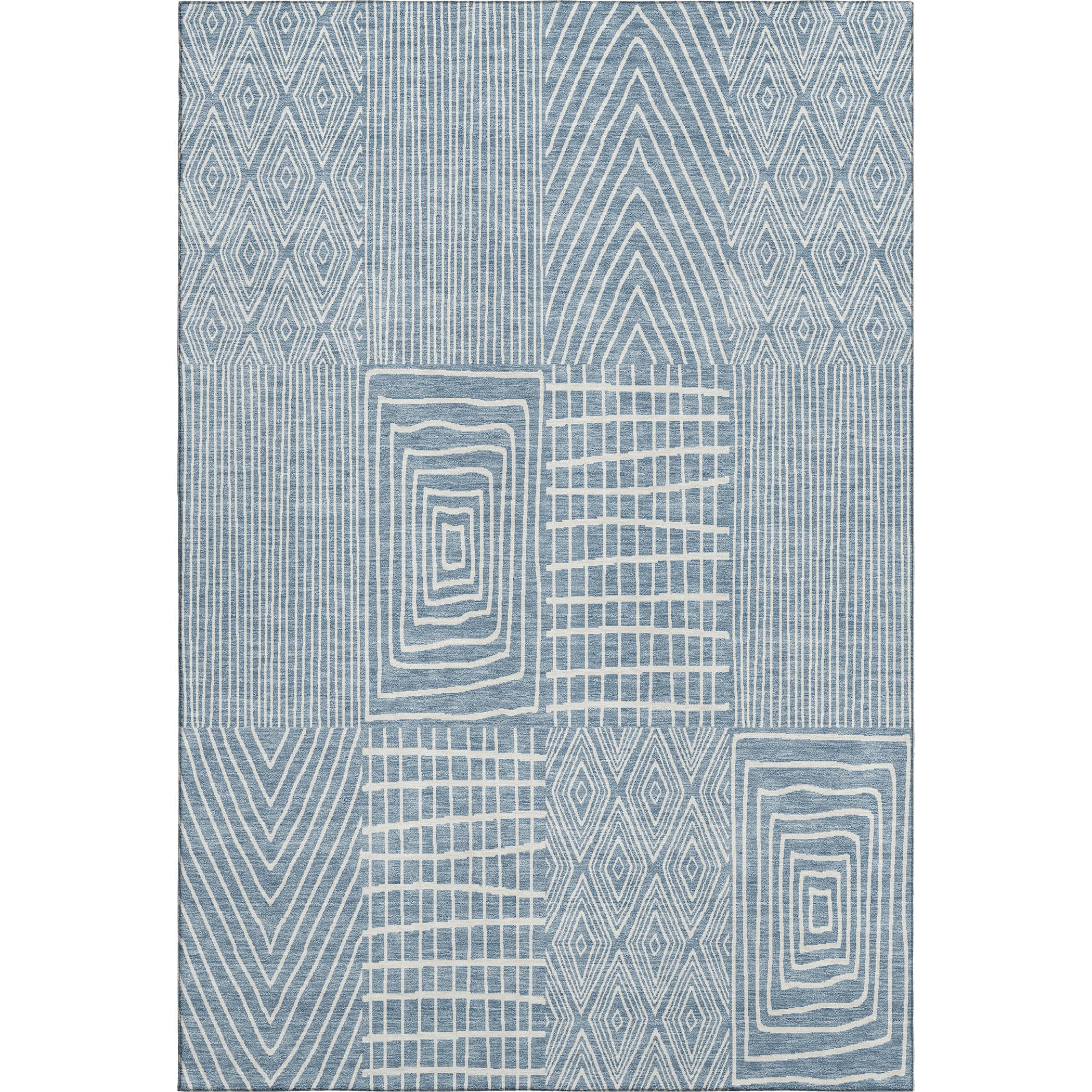 Athens Machine Washable Transitional Denim Blue Rug 2'6" x 3'10" #shape_Rectangle