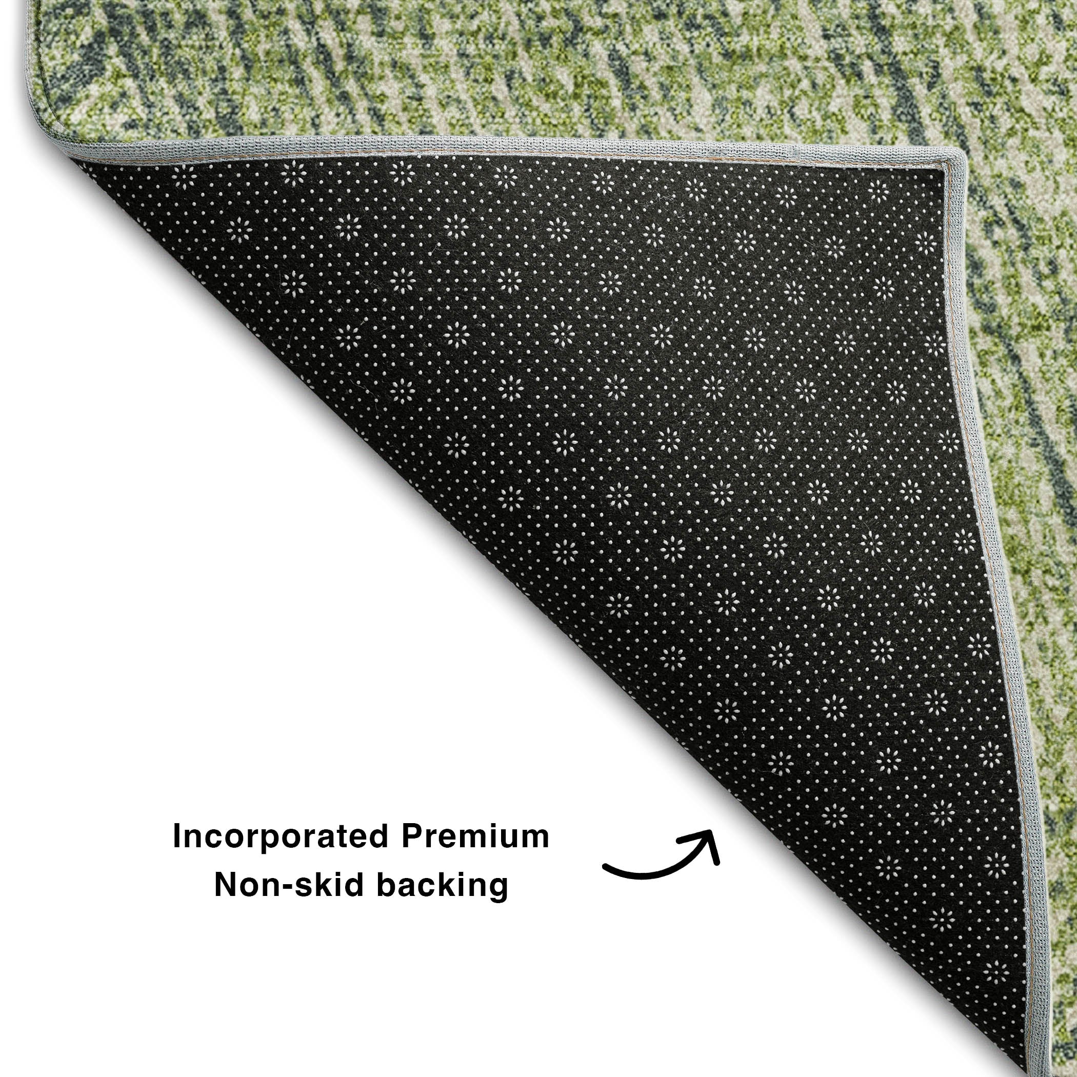 Lisbon Machine Washable Transitional Aloe Green Rug 1'8" x 2'6" #shape_Rectangle