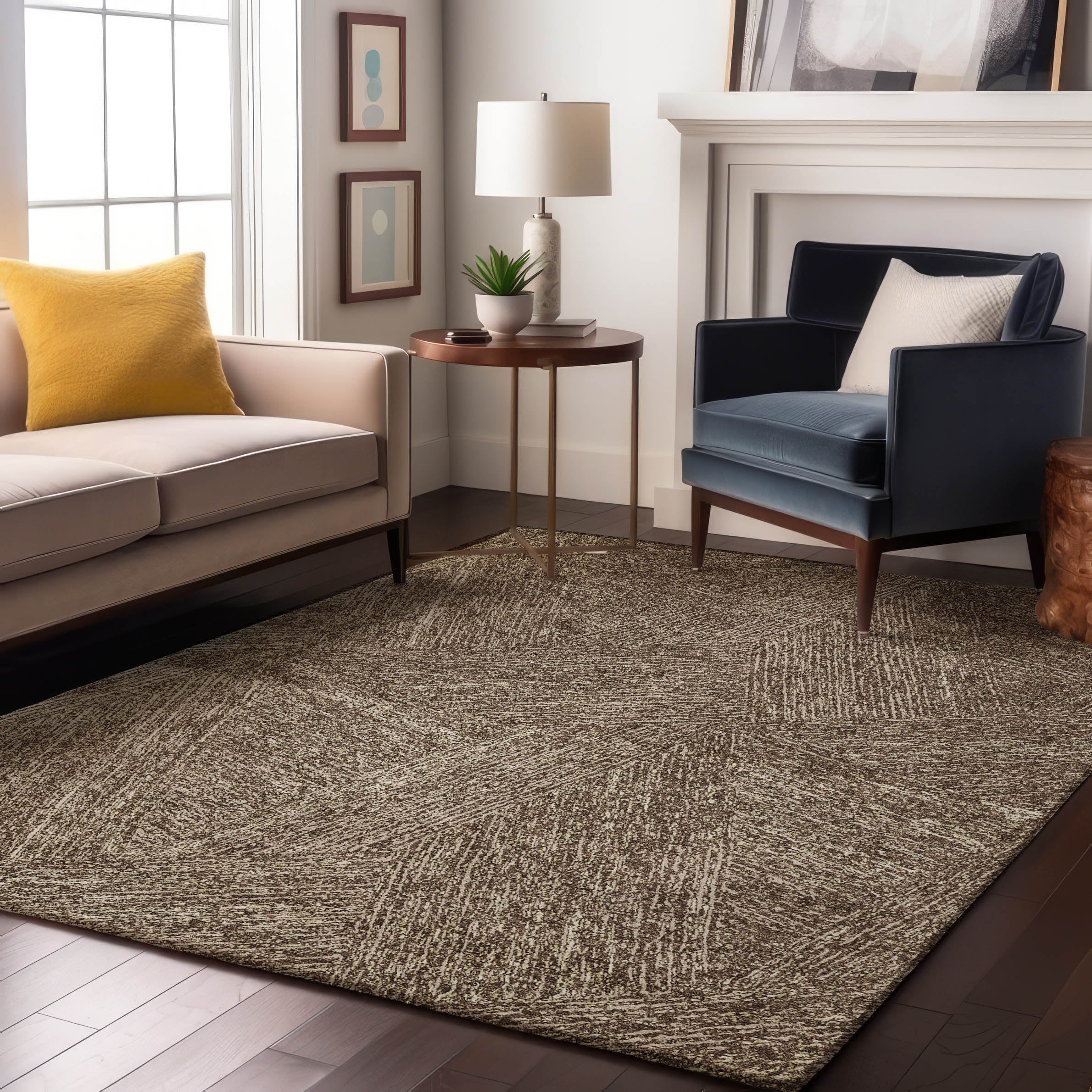 Lisbon Machine Washable Transitional Chocolate Brown Rug 2'6" x 3'10" #shape_Rectangle