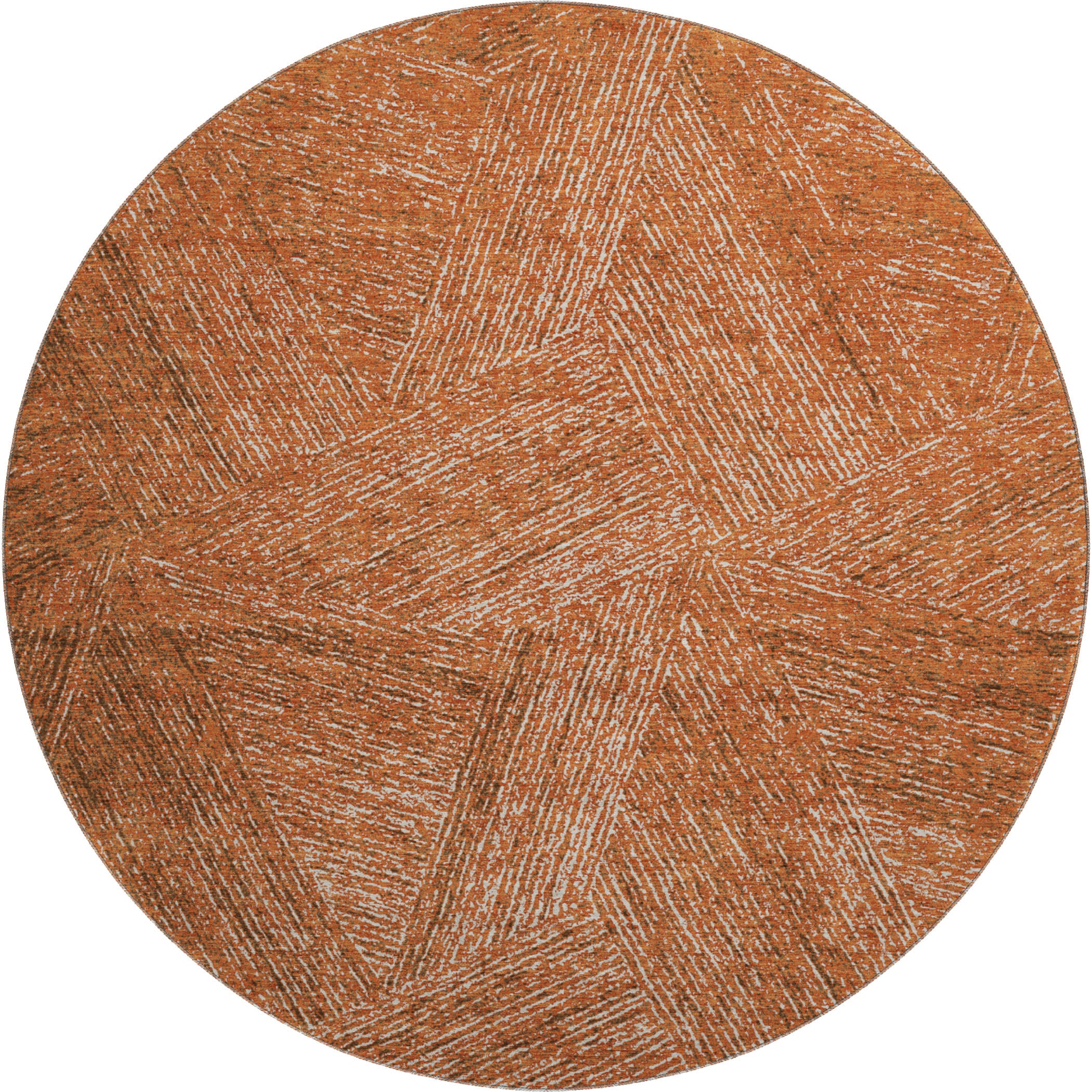 Lisbon Machine Washable Transitional Copper Orange Rug 8' x 8' #shape_Round