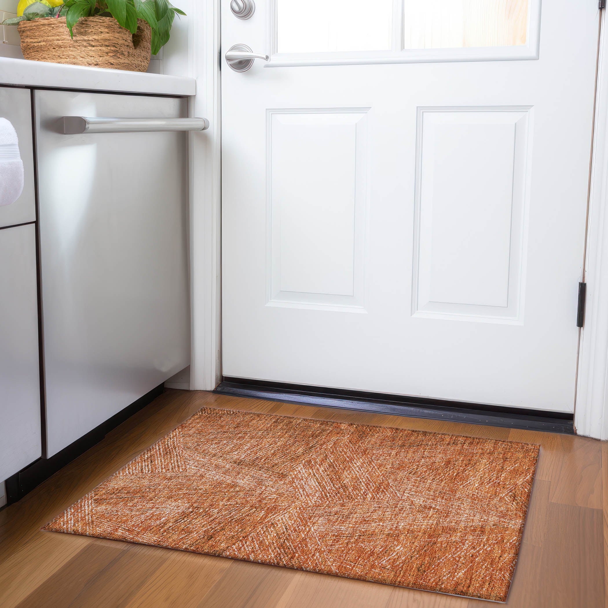 Lisbon Machine Washable Transitional Copper Orange Rug 1'8" x 2'6" #shape_Rectangle