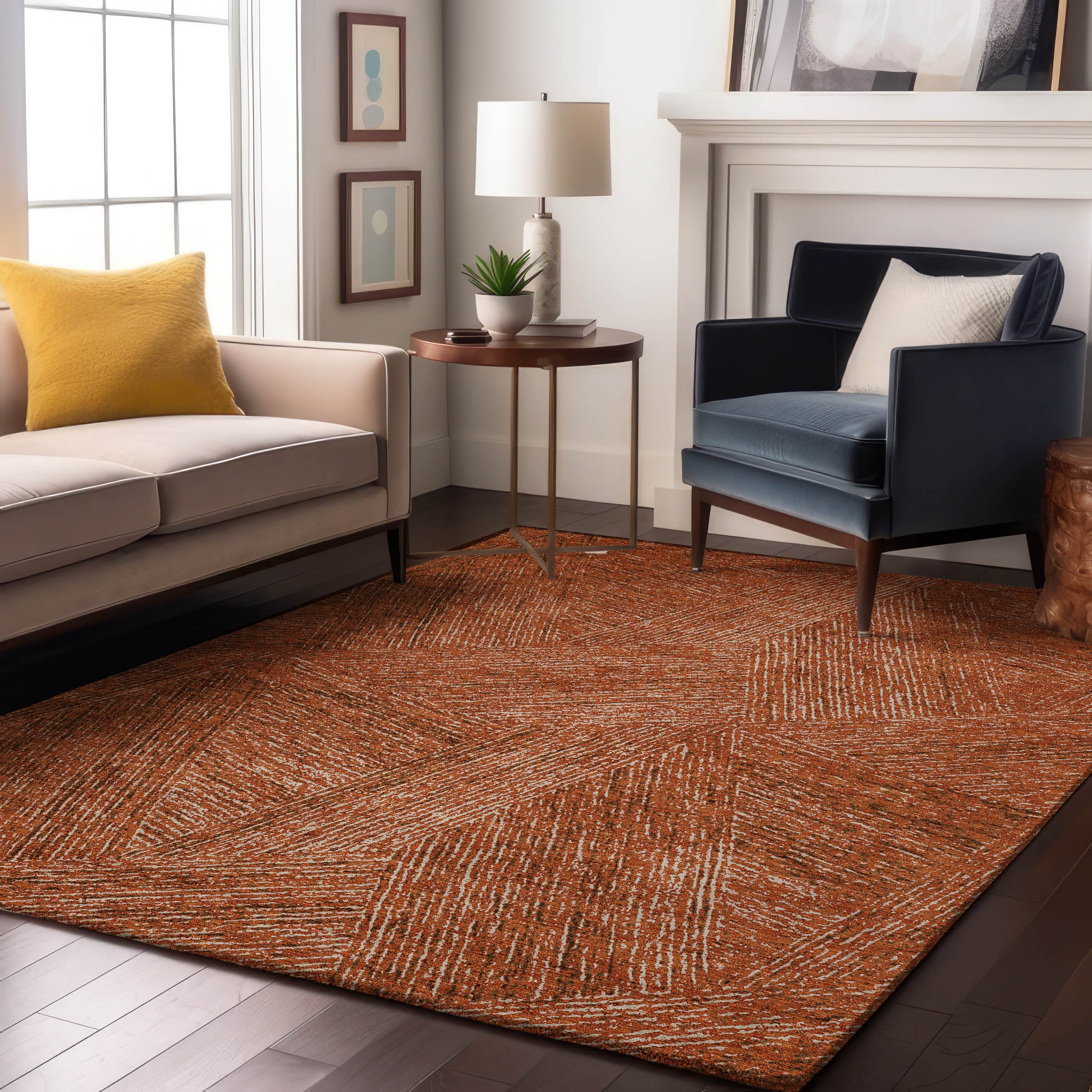 Lisbon Machine Washable Transitional Copper Orange Rug 2'6" x 3'10" #shape_Rectangle