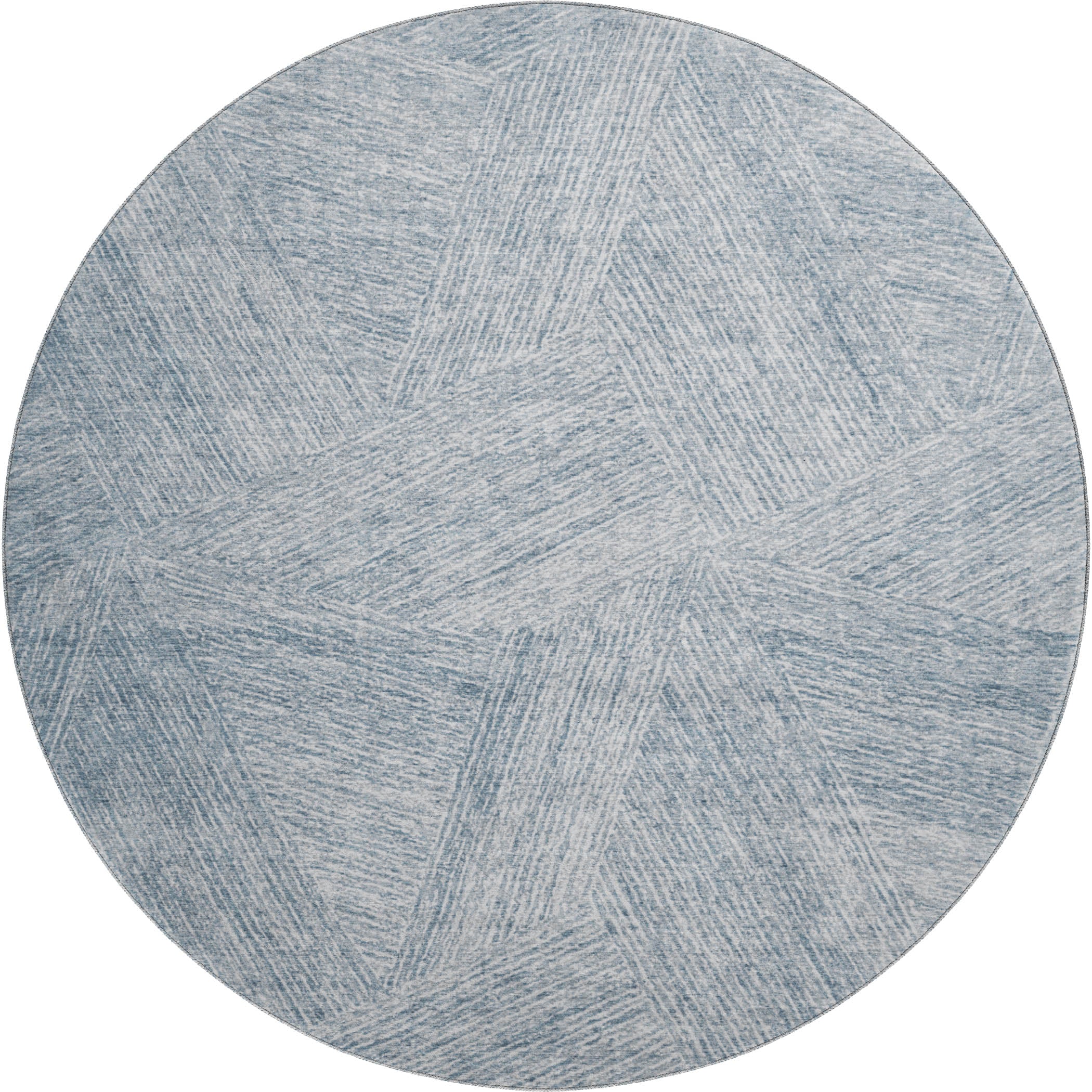 Lisbon Machine Washable Transitional Denim Blue Rug 8' x 8' #shape_Round