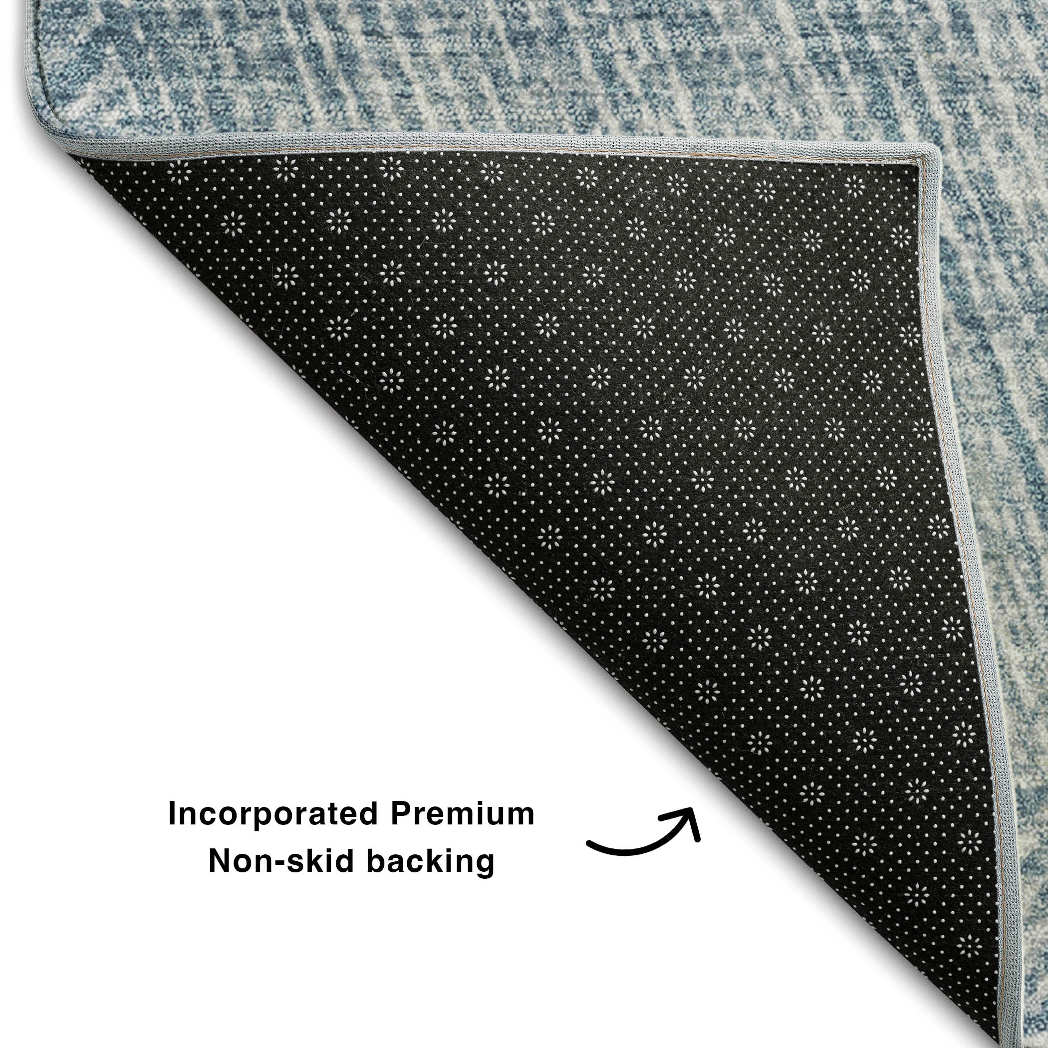 Lisbon Machine Washable Transitional Denim Blue Rug 1'8" x 2'6" #shape_Rectangle