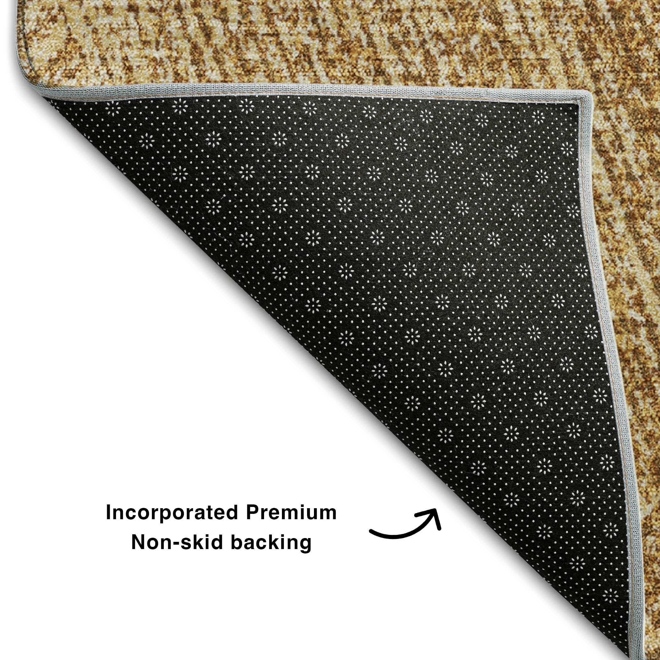 Lisbon Machine Washable Transitional Gold Rug 1'8" x 2'6" #shape_Rectangle