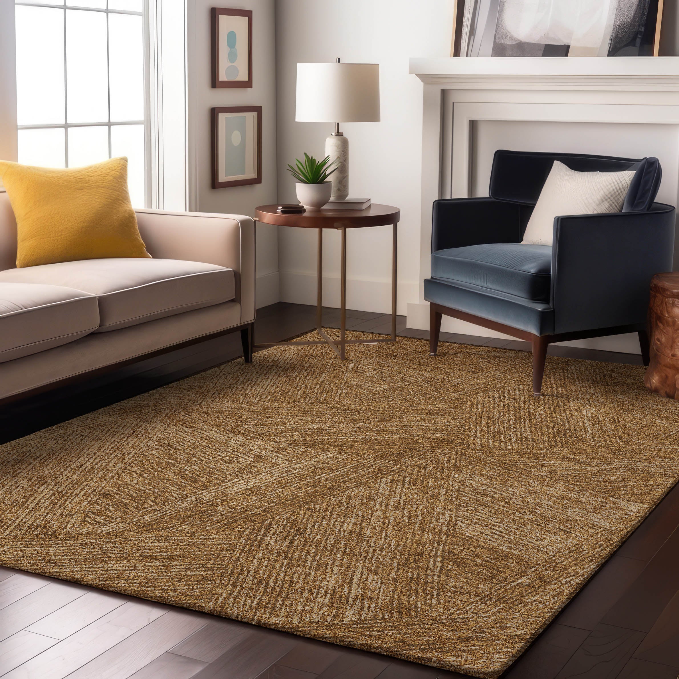 Lisbon Machine Washable Transitional Gold Rug 2'6" x 3'10" #shape_Rectangle