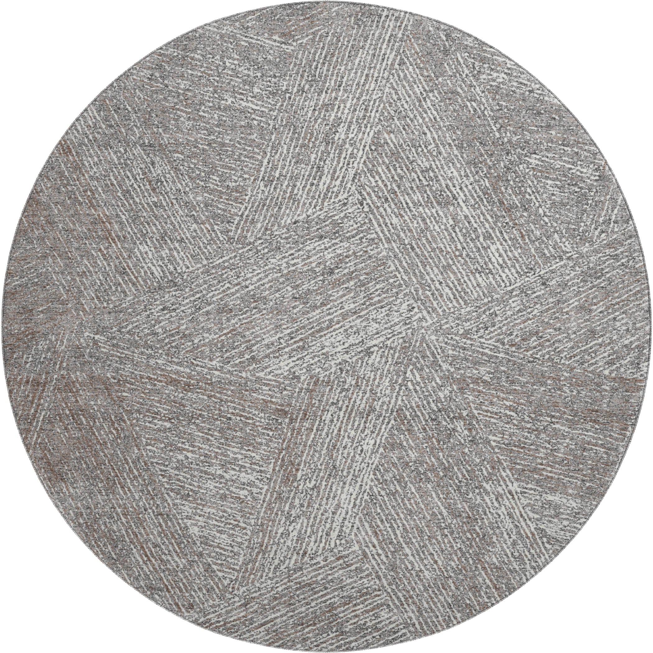 Lisbon Machine Washable Transitional Gray Rug 8' x 8' #shape_Round