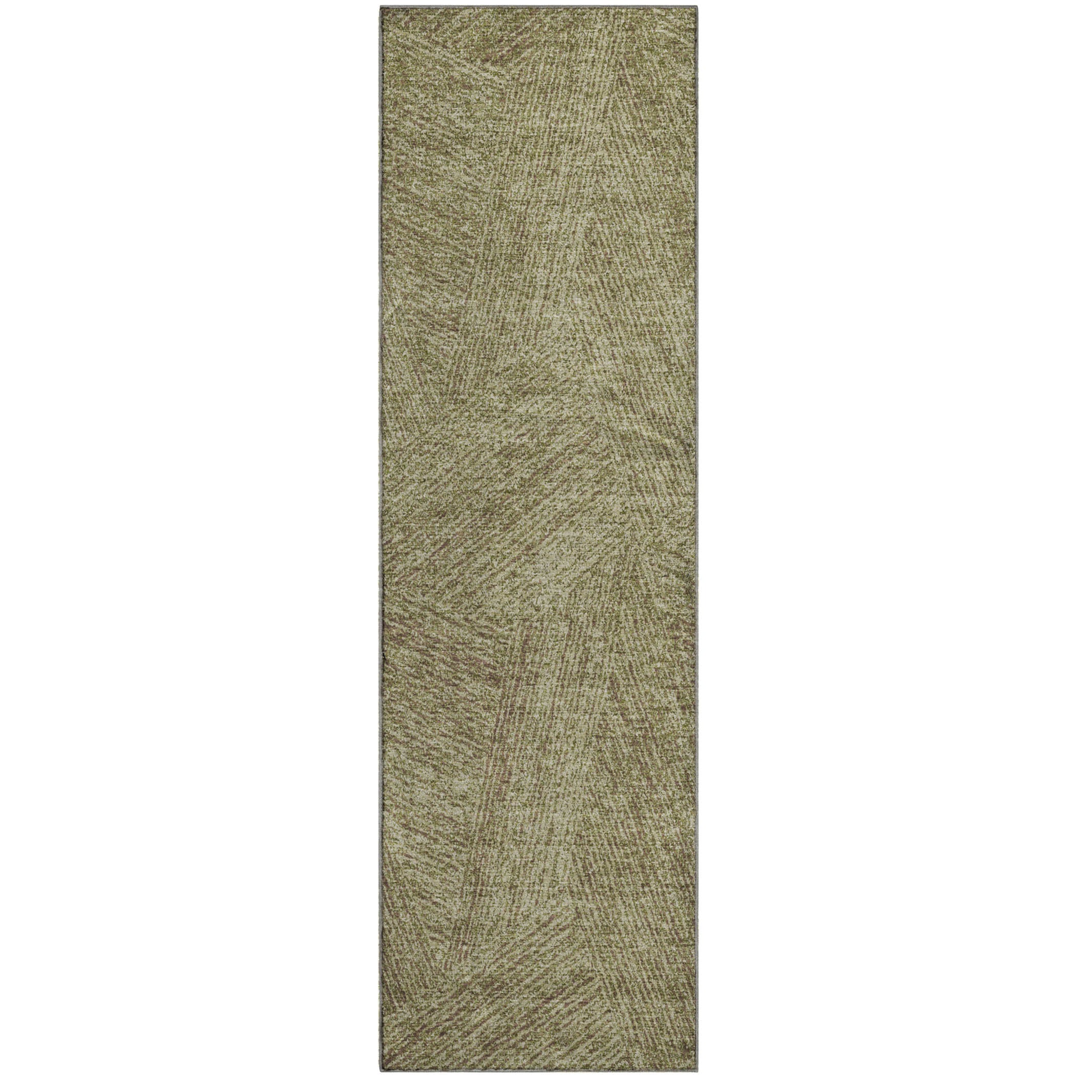 Lisbon Machine Washable Transitional Green Rug 2'3" x 7'6" #shape_Runner