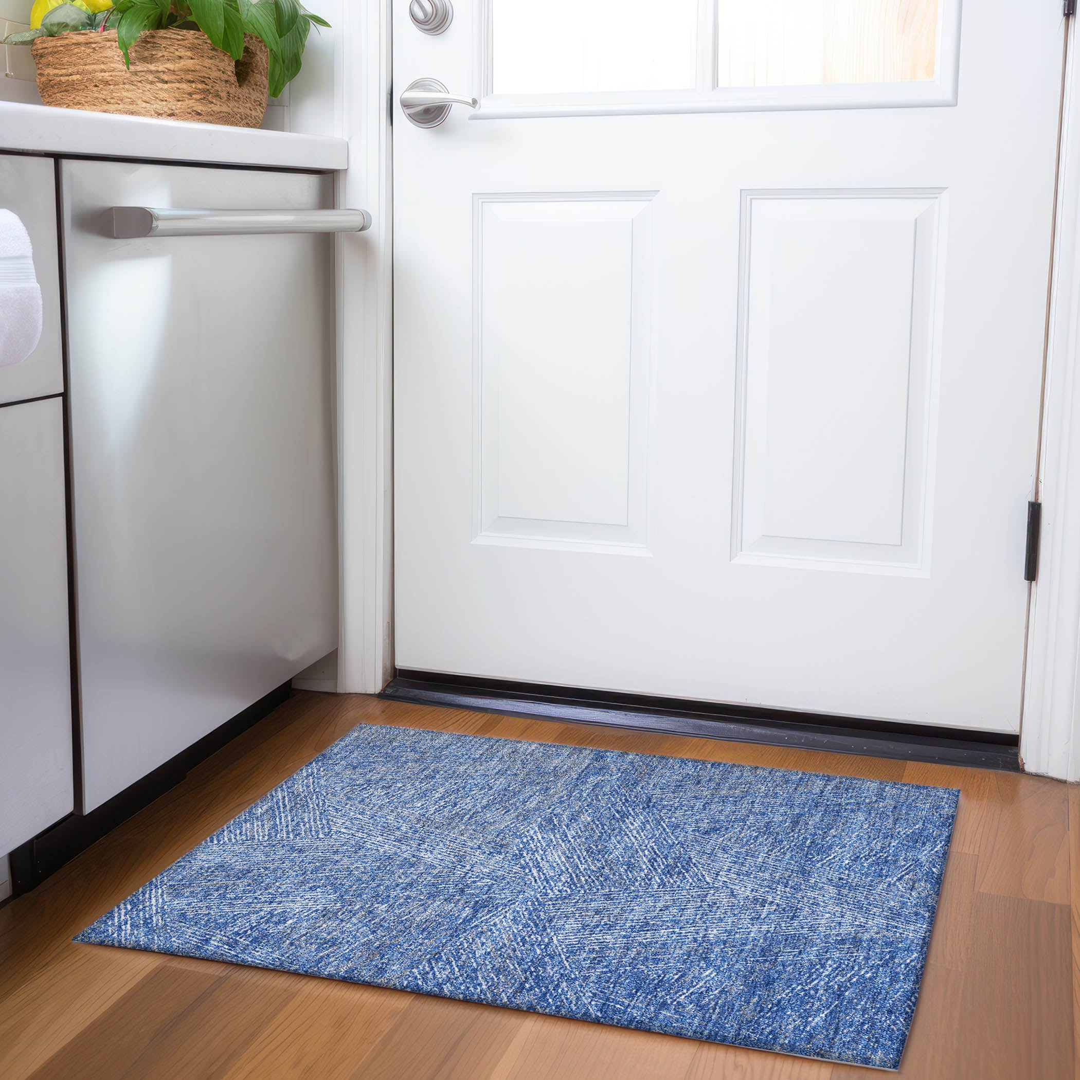 Lisbon Machine Washable Transitional Navy Blue Rug 1'8" x 2'6" #shape_Rectangle