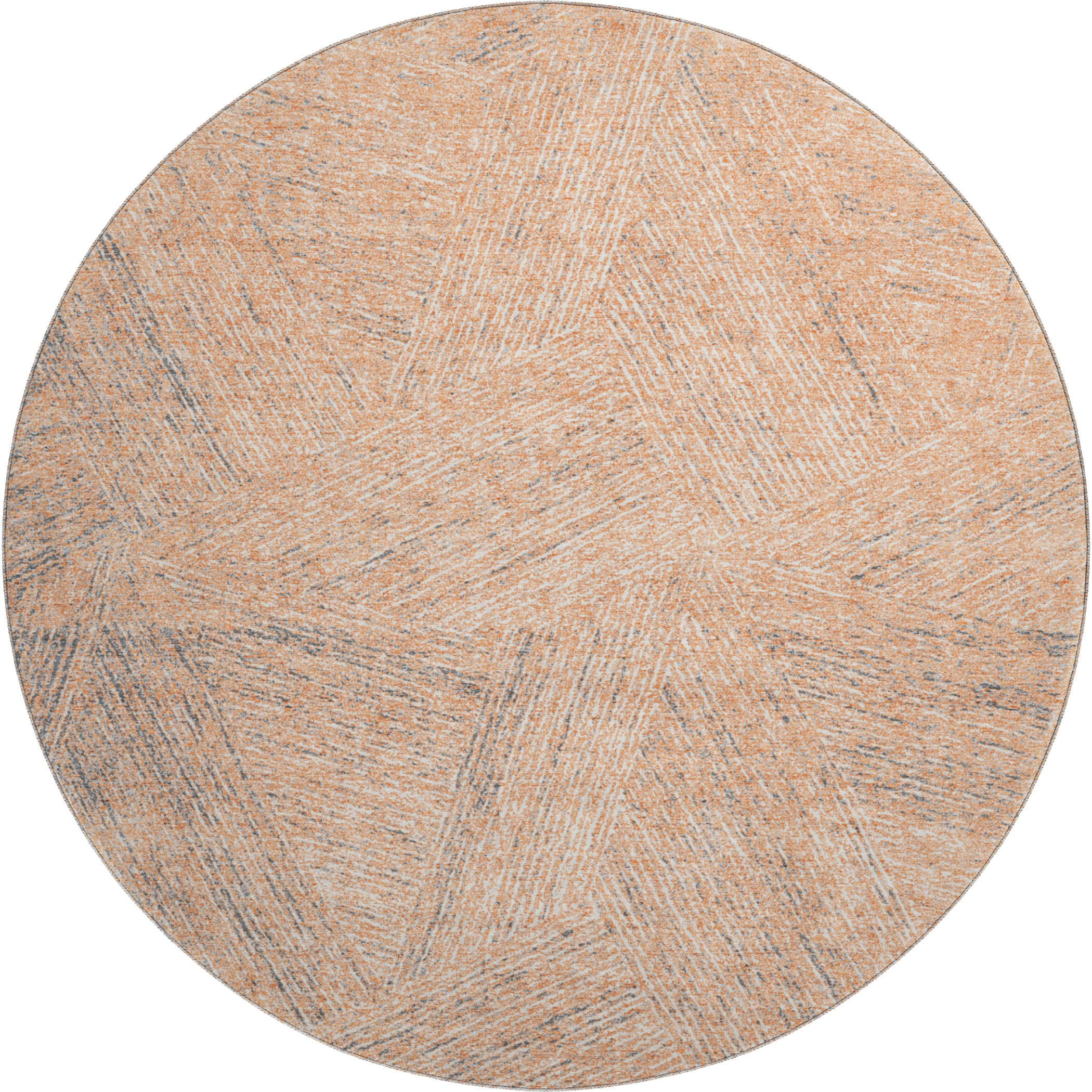 Lisbon Machine Washable Transitional Peach Orange Rug 8' x 8' #shape_Round