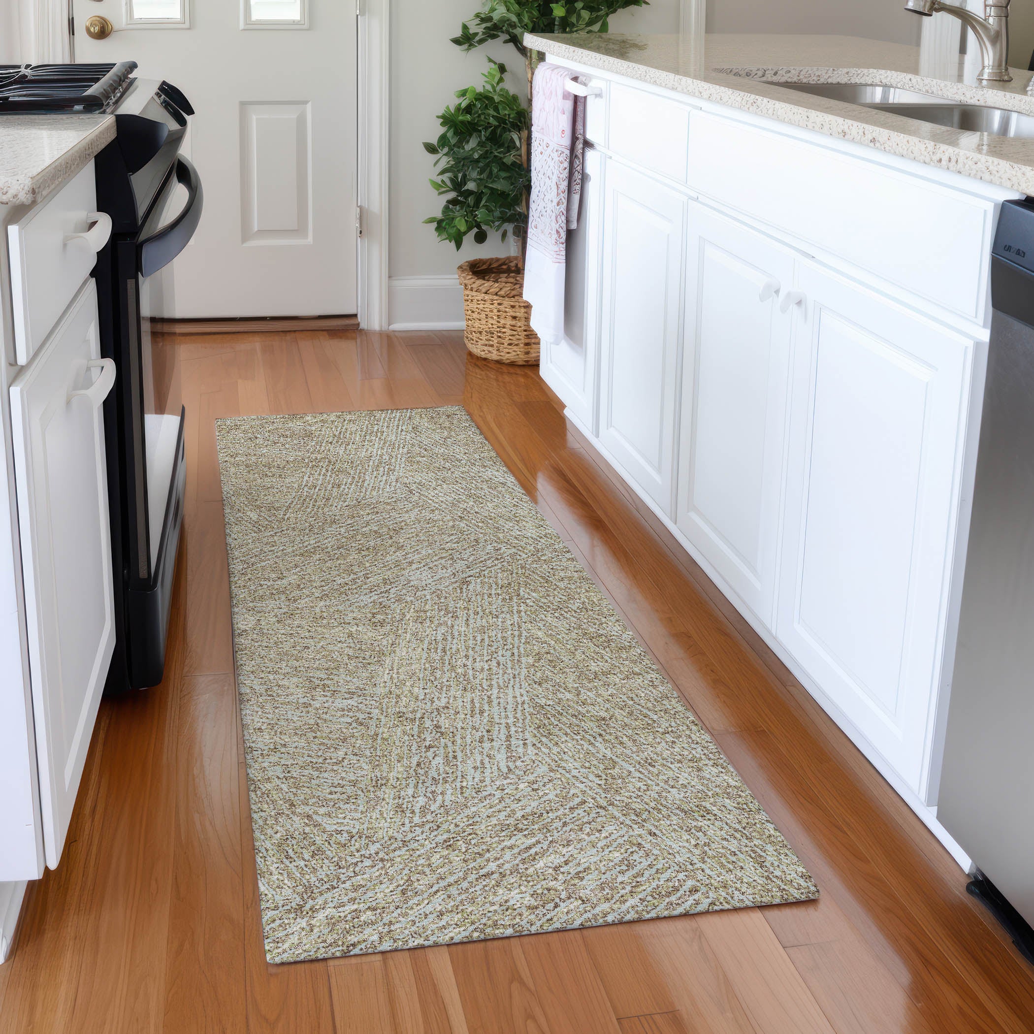 Lisbon Machine Washable Transitional Putty Ivory Rug 2'3" x 7'6" #shape_Runner