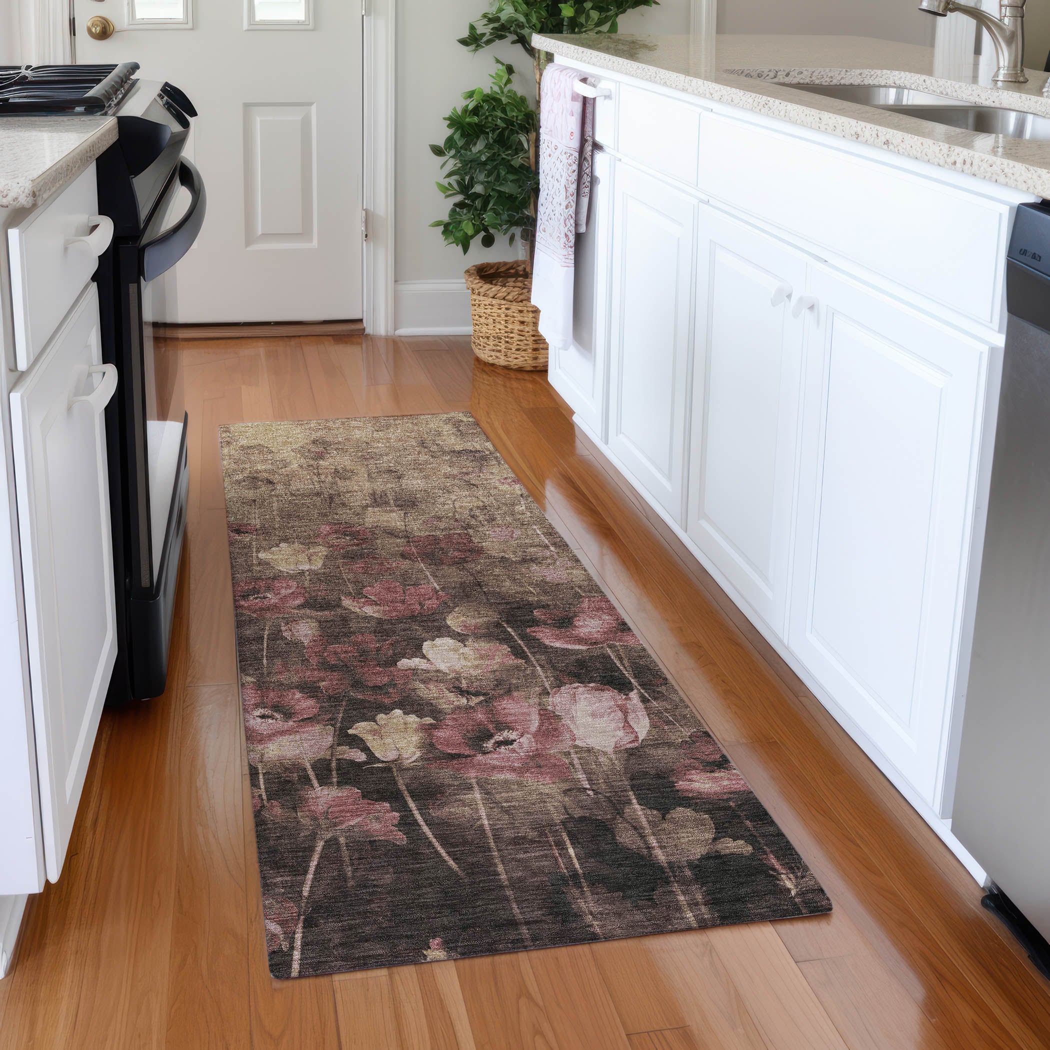 Lisbon Machine Washable Transitional Taupe Brown Rug 2'3" x 7'6" #shape_Runner