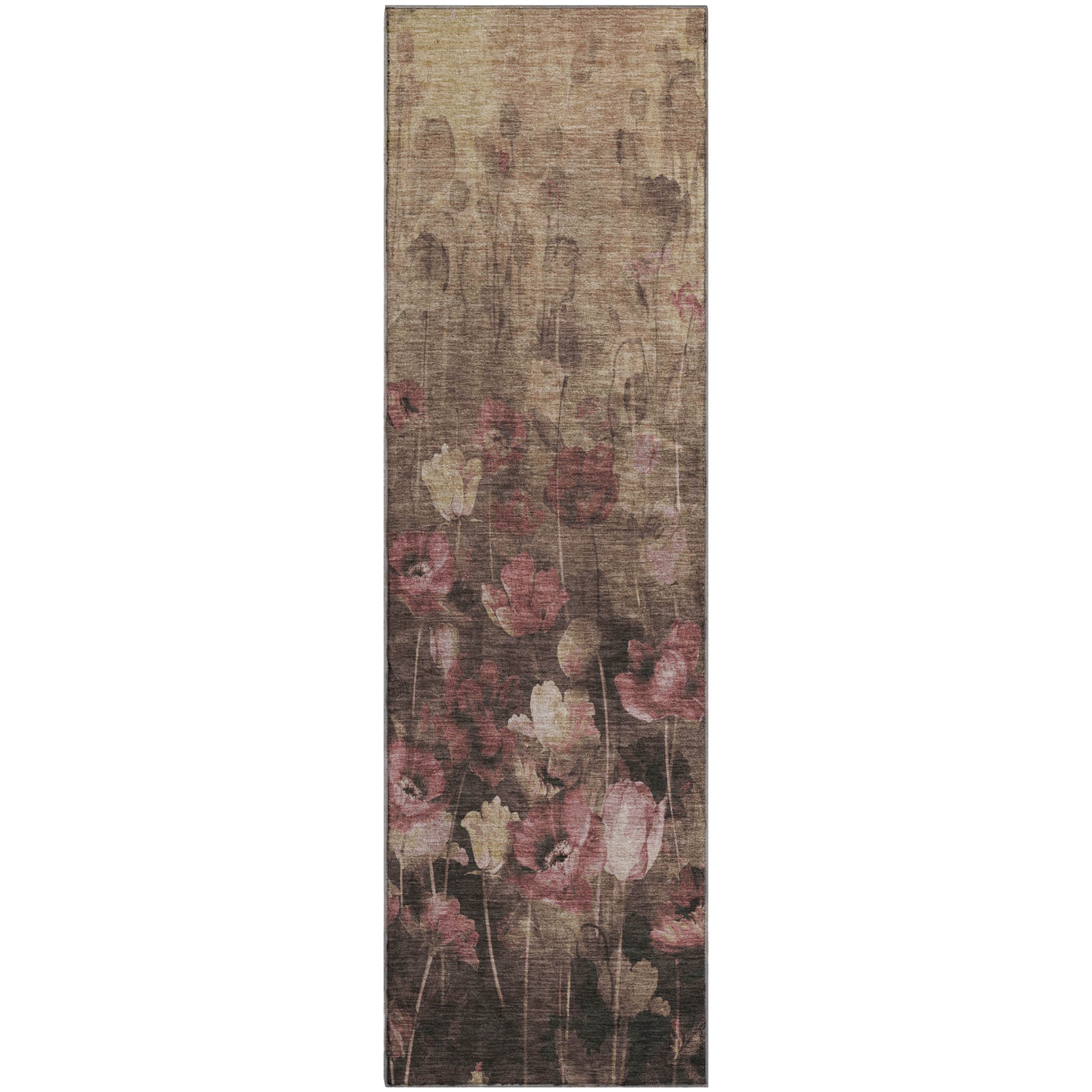 Lisbon Machine Washable Transitional Taupe Brown Rug 2'3" x 7'6" #shape_Runner