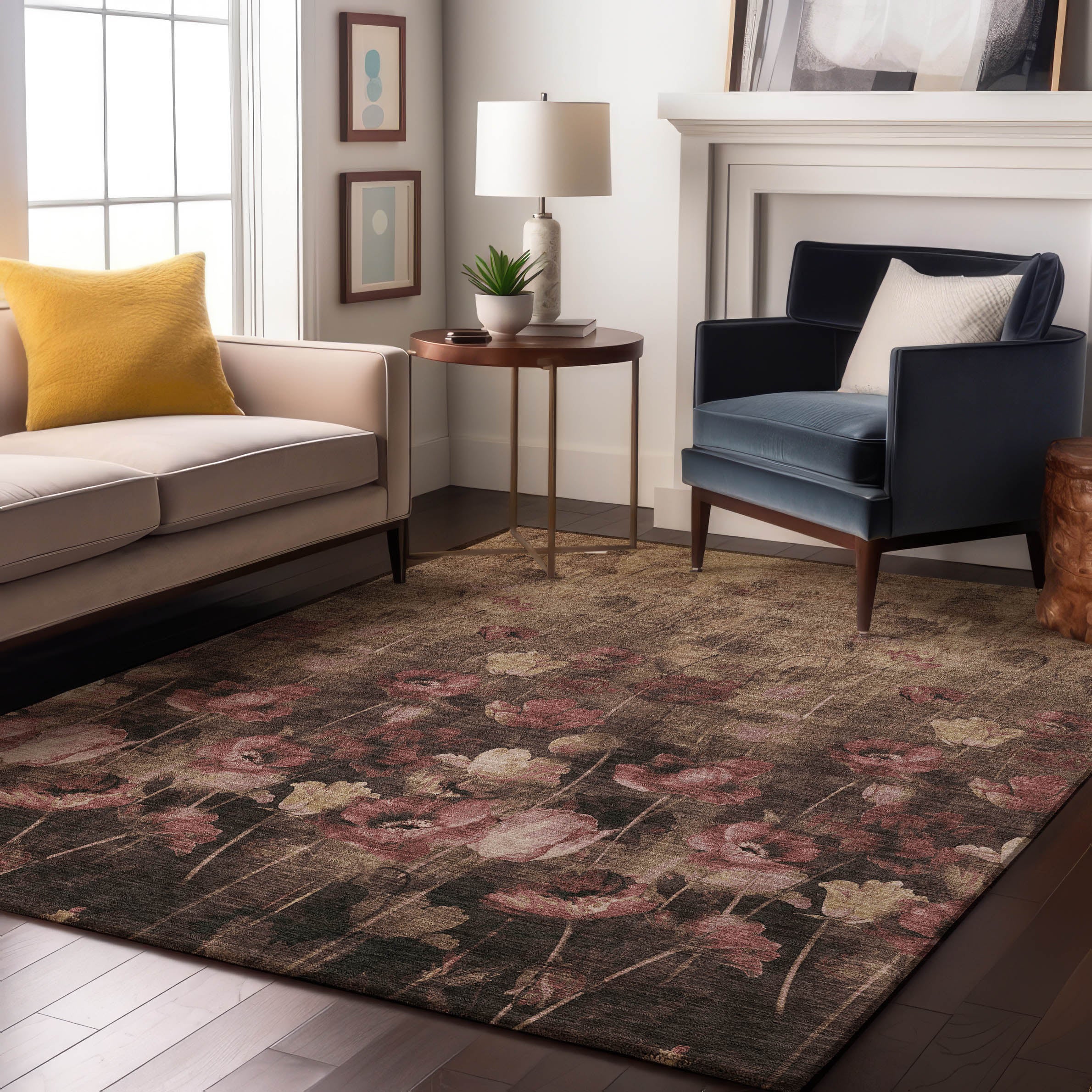 Lisbon Machine Washable Transitional Taupe Brown Rug 2'6" x 3'10" #shape_Rectangle