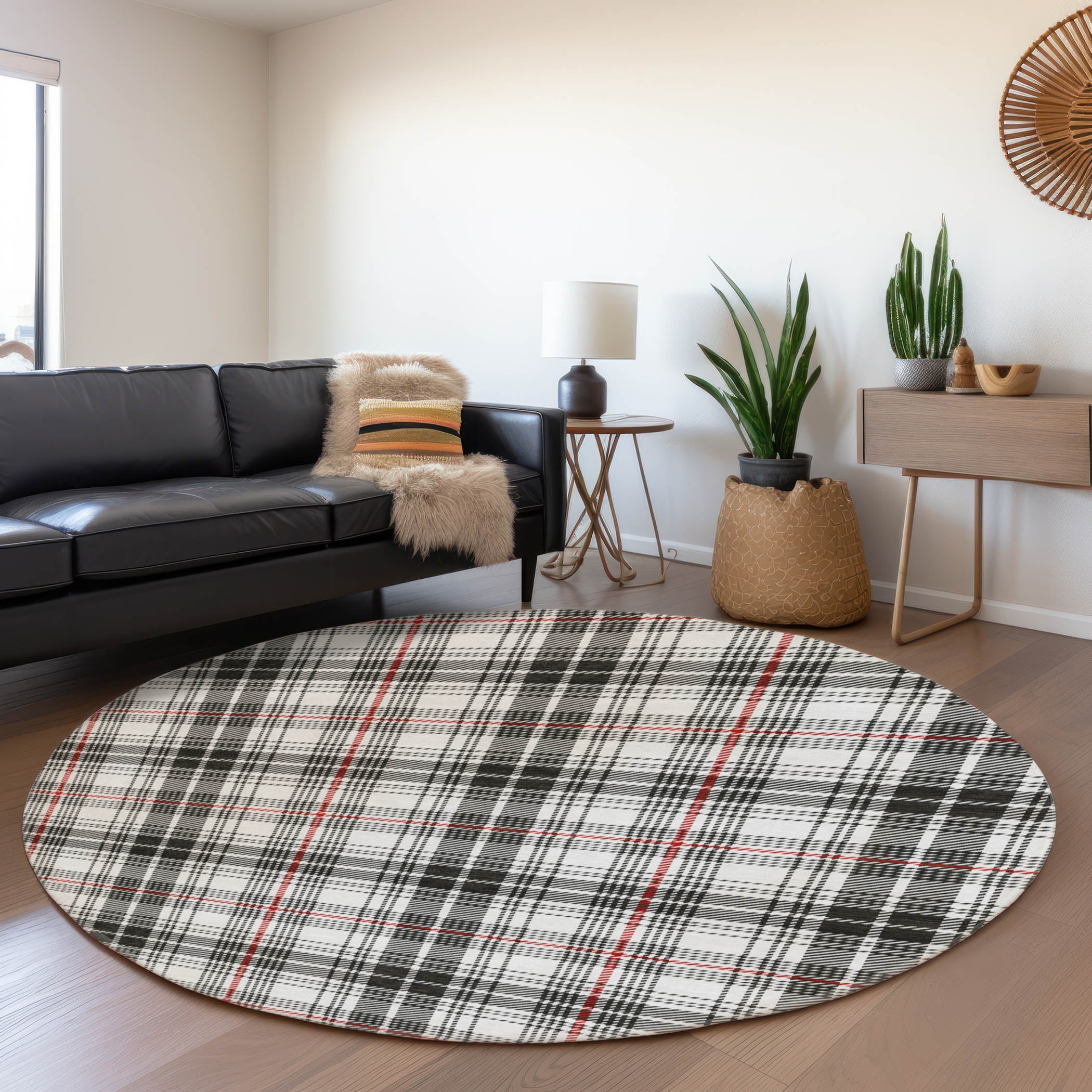 Budapest Machine Washable Transitional Black Rug 8' x 8' #shape_Round