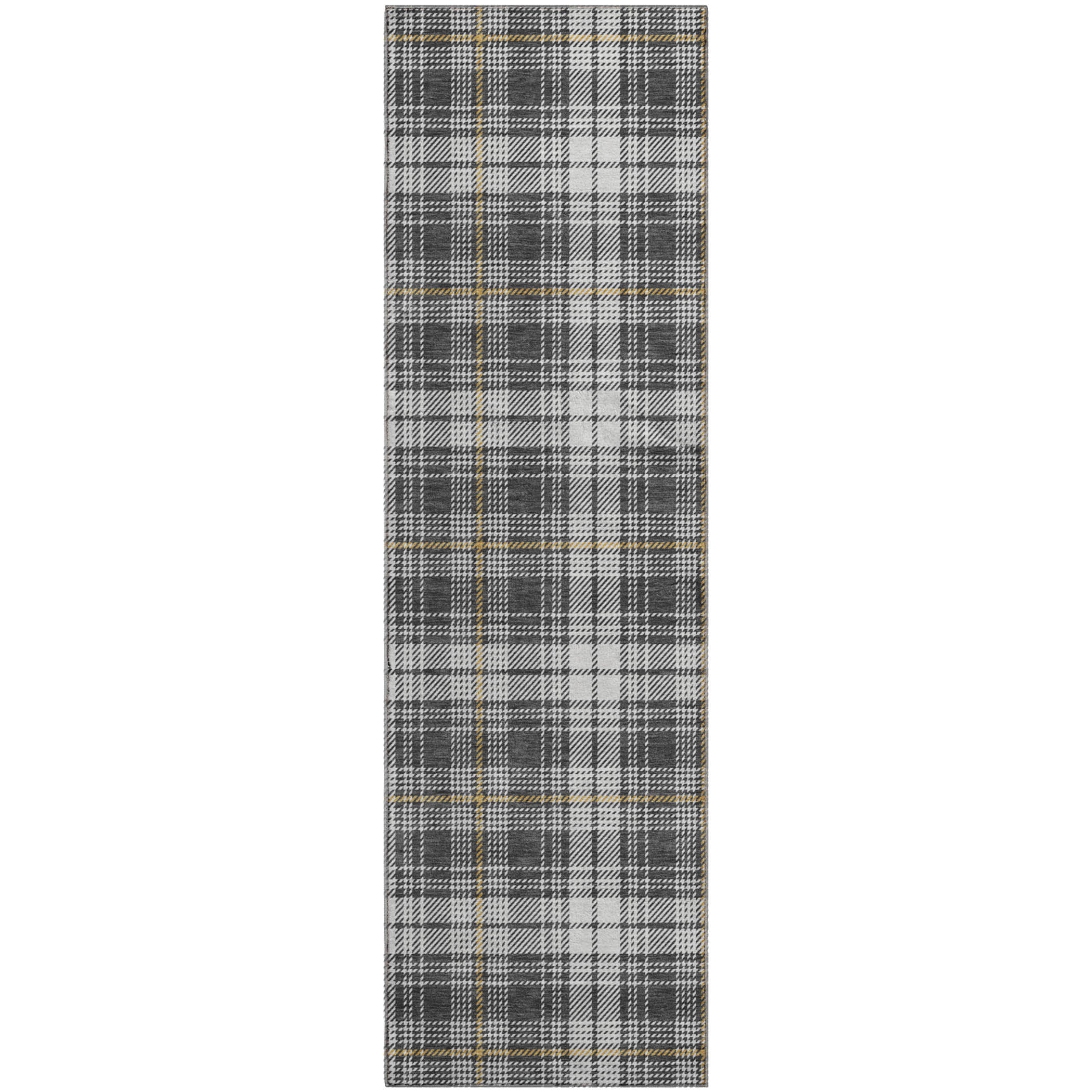Budapest Machine Washable Transitional Charcoal Gray Rug 2'3" x 7'6" #shape_Runner